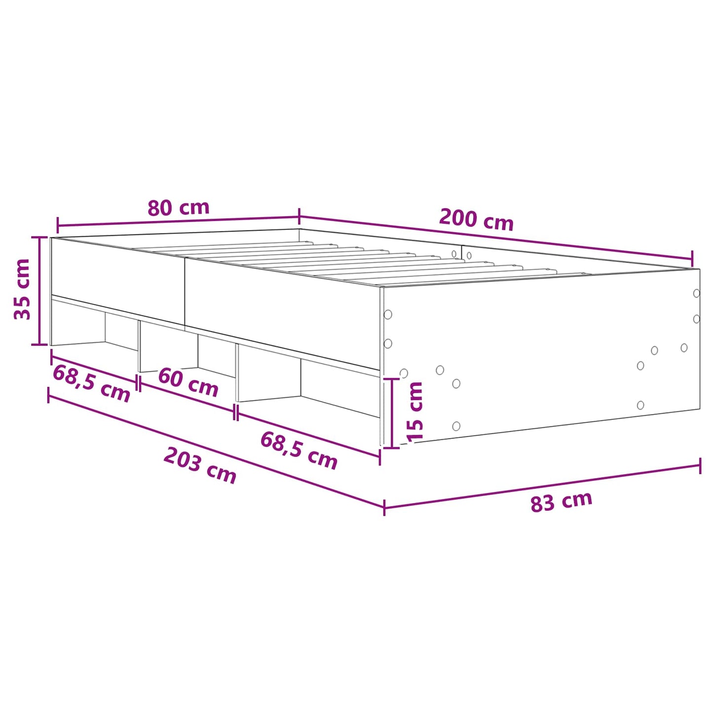Struttura del letto Bianco 80 x 200 cm Legno ingegnerizzato | homemem39