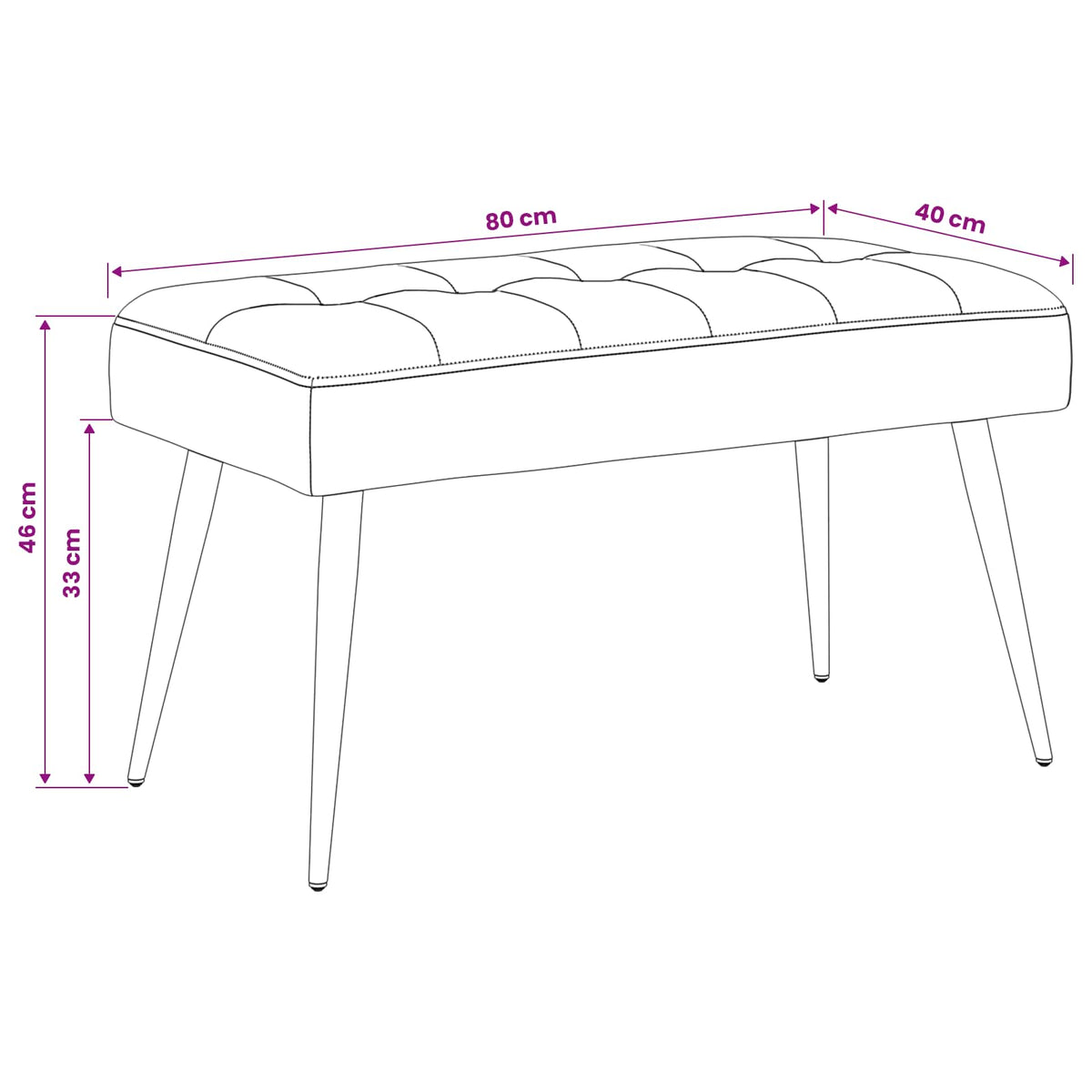 Panchina con bottoni imbottiti Crema 80 x 40 x 46 cm Velluto | homemem39