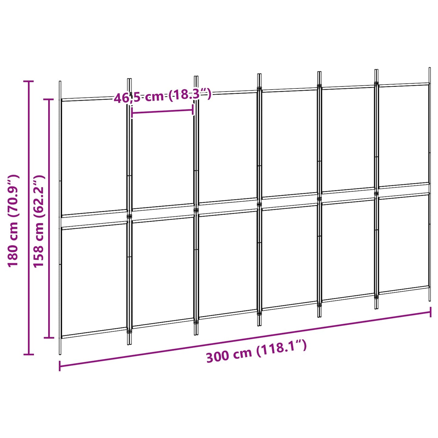 Divisore per Stanza a 6 Pannelli Beige 300 x 180 cm Tessuto