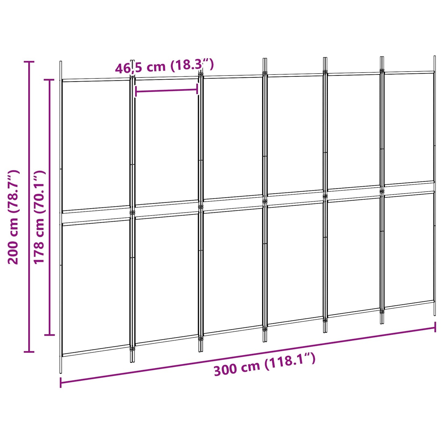Divisore per Stanza a 6 Pannelli Beige 300 x 200 cm Tessuto