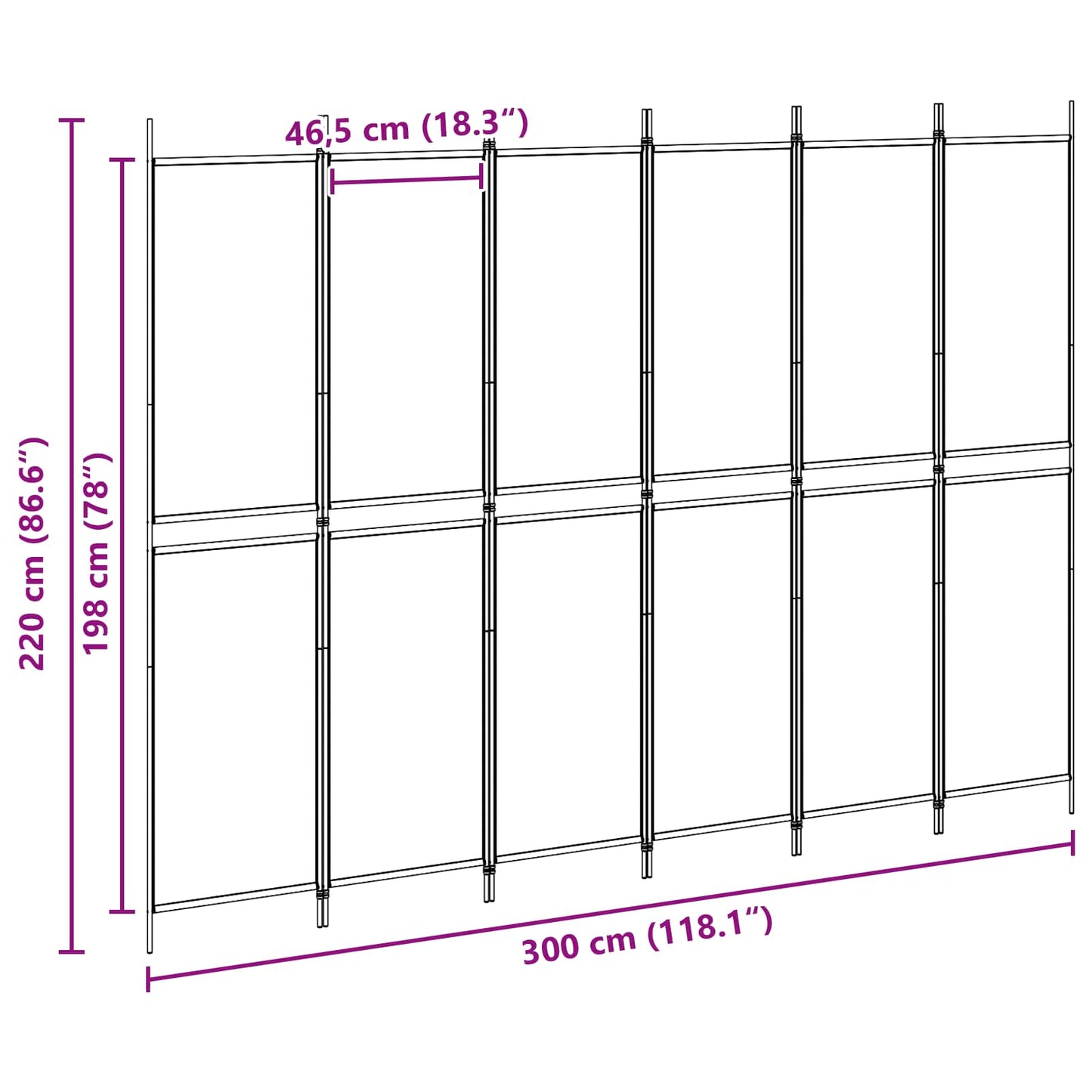 Divisore per Stanza a 6 Pannelli Beige 300 x 220 cm Tessuto