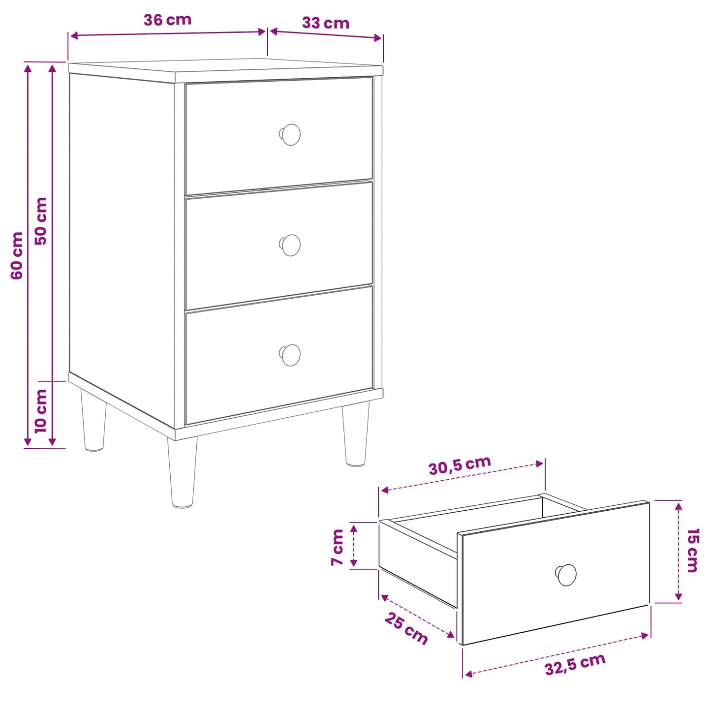 Armadio da Notte OMMEN 2 pz Rovere Sonoma 36 x 33 x 60 cm | homemem39