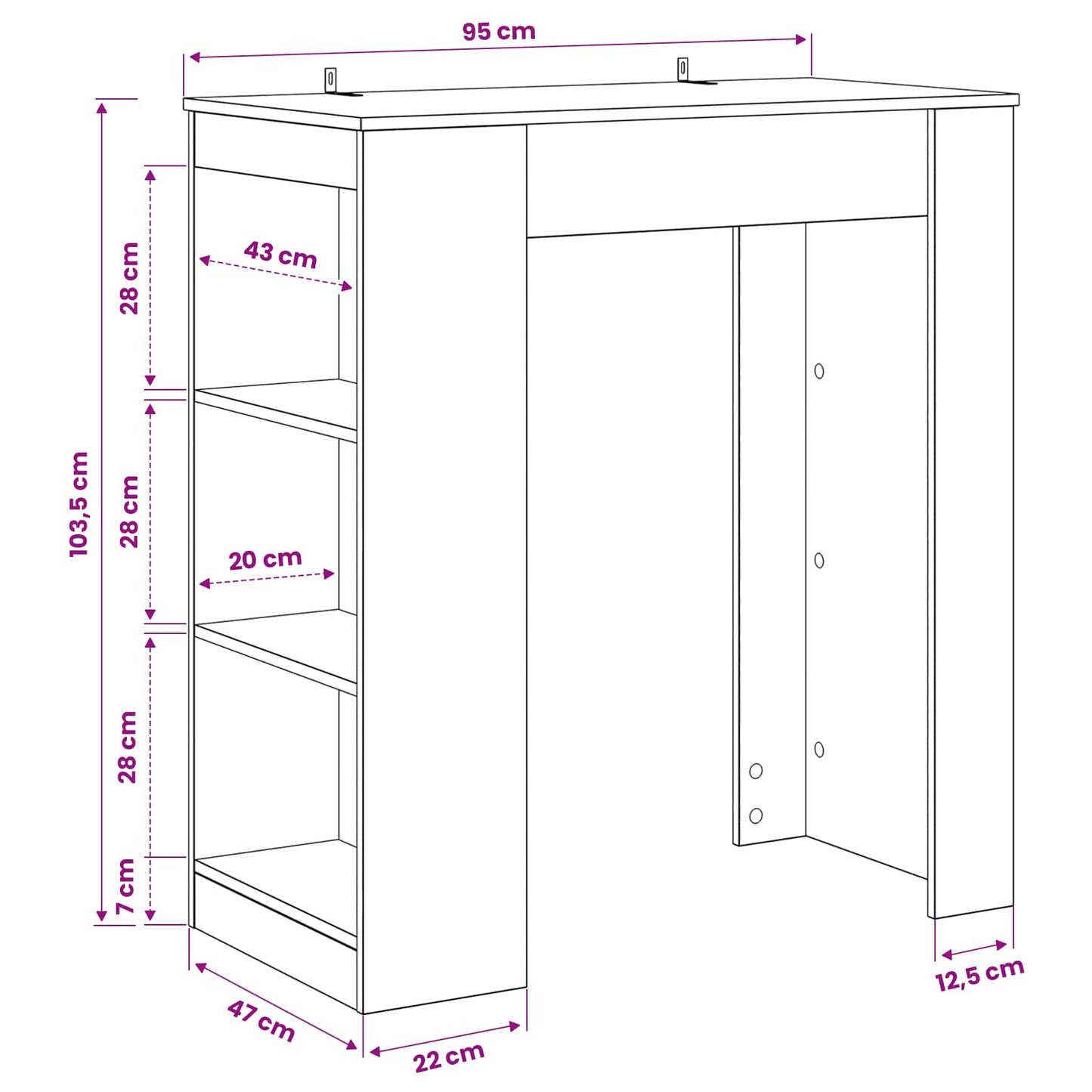 Tavolo da bar 95 x 47 x 103,5 cm Legno ingegnerizzato | homemem39