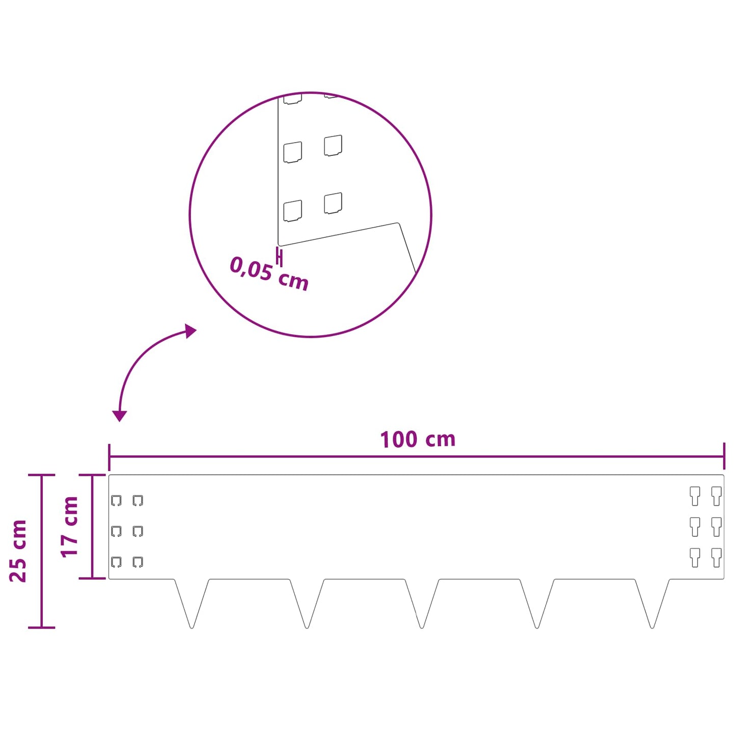 Bordura per Prato 10 pcs 100 x 25 cm Acciaio Nero | homemem39
