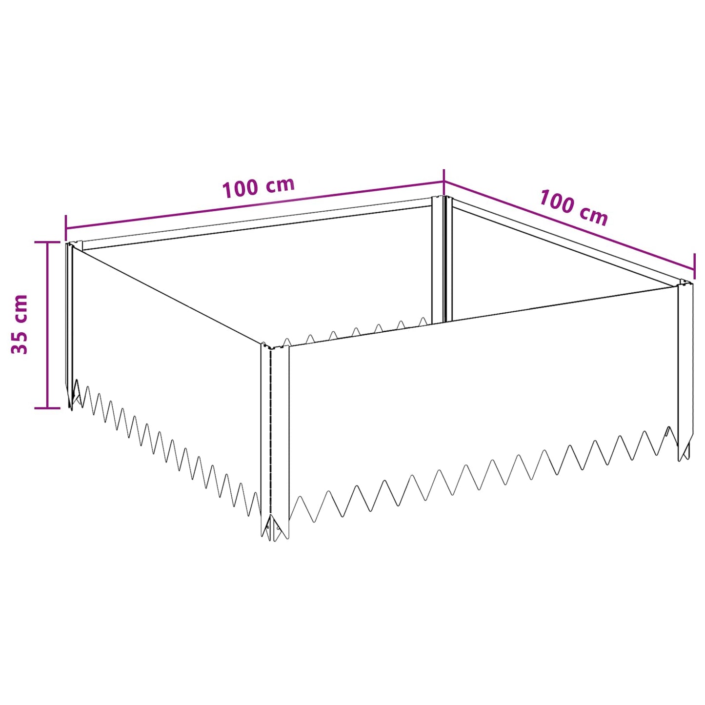Bordura per Prato 4 pcs 100 x 100 x 35 cm Acciaio Ruggine | homemem39
