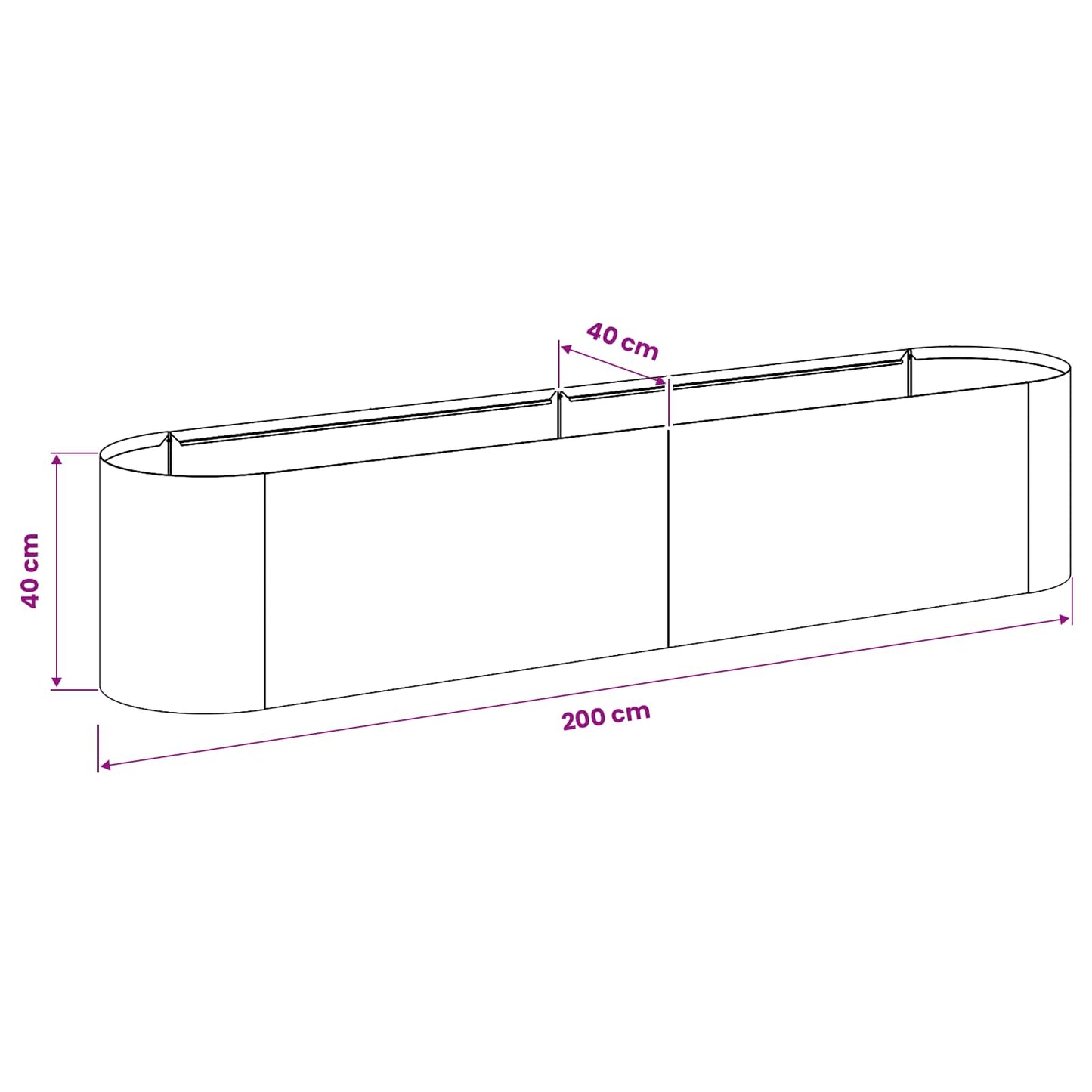 Letto rialzato da giardino Nero 200 x 40 x 40 cm | homemem39