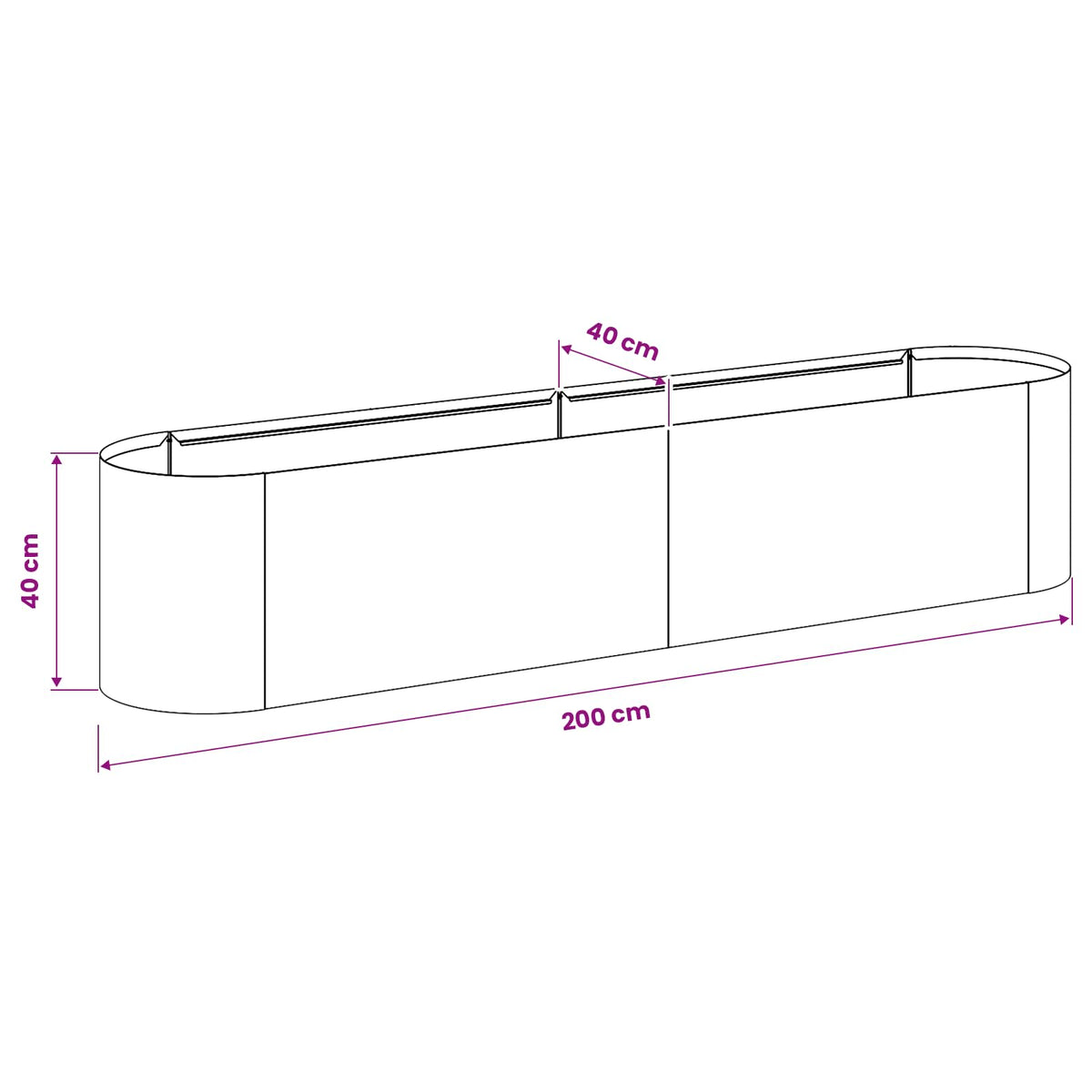 Letto rialzato da giardino Bianco 200 x 40 x 40 cm | homemem39