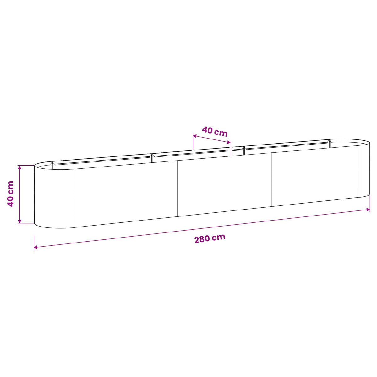 Letto rialzato da giardino Acciaio zincato 280 x 40 x 40 cm | homemem39
