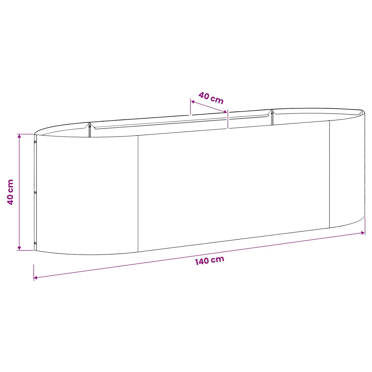 Letto rialzato da giardino Acciaio Inox 140 x 40 x 40 cm | homemem39