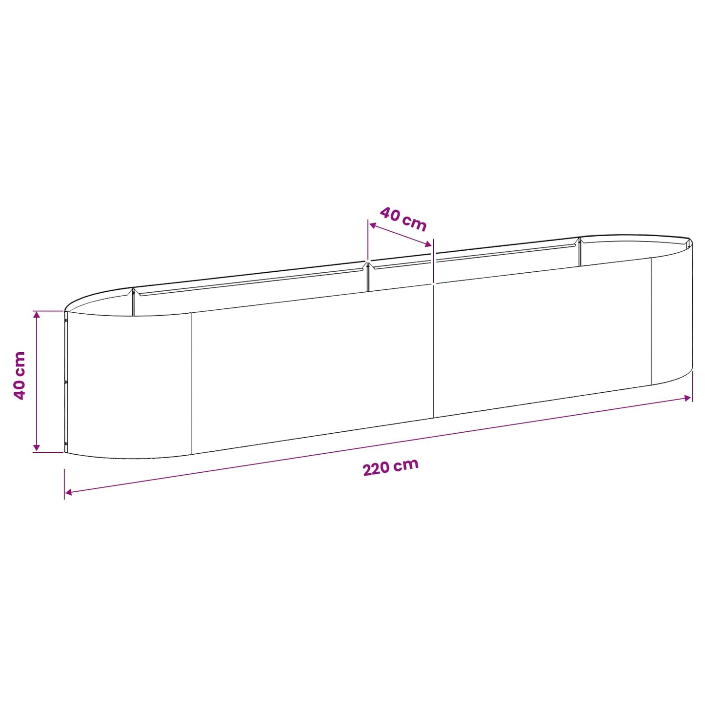 Letto rialzato da giardino Verde Oliva 220 x 40 x 40 cm Acciaio | homemem39