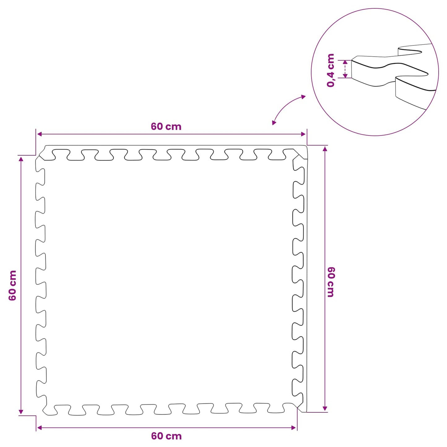 Tappetino per piscina 24 pcs Nero 8,64 m² Schiuma EVA | homemem39