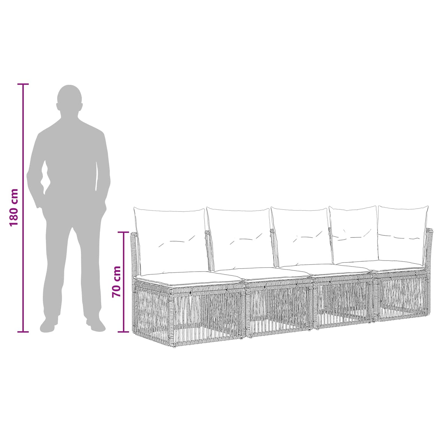 Set Divano da Giardino 5 pcs Nero polyrattan | homemem39