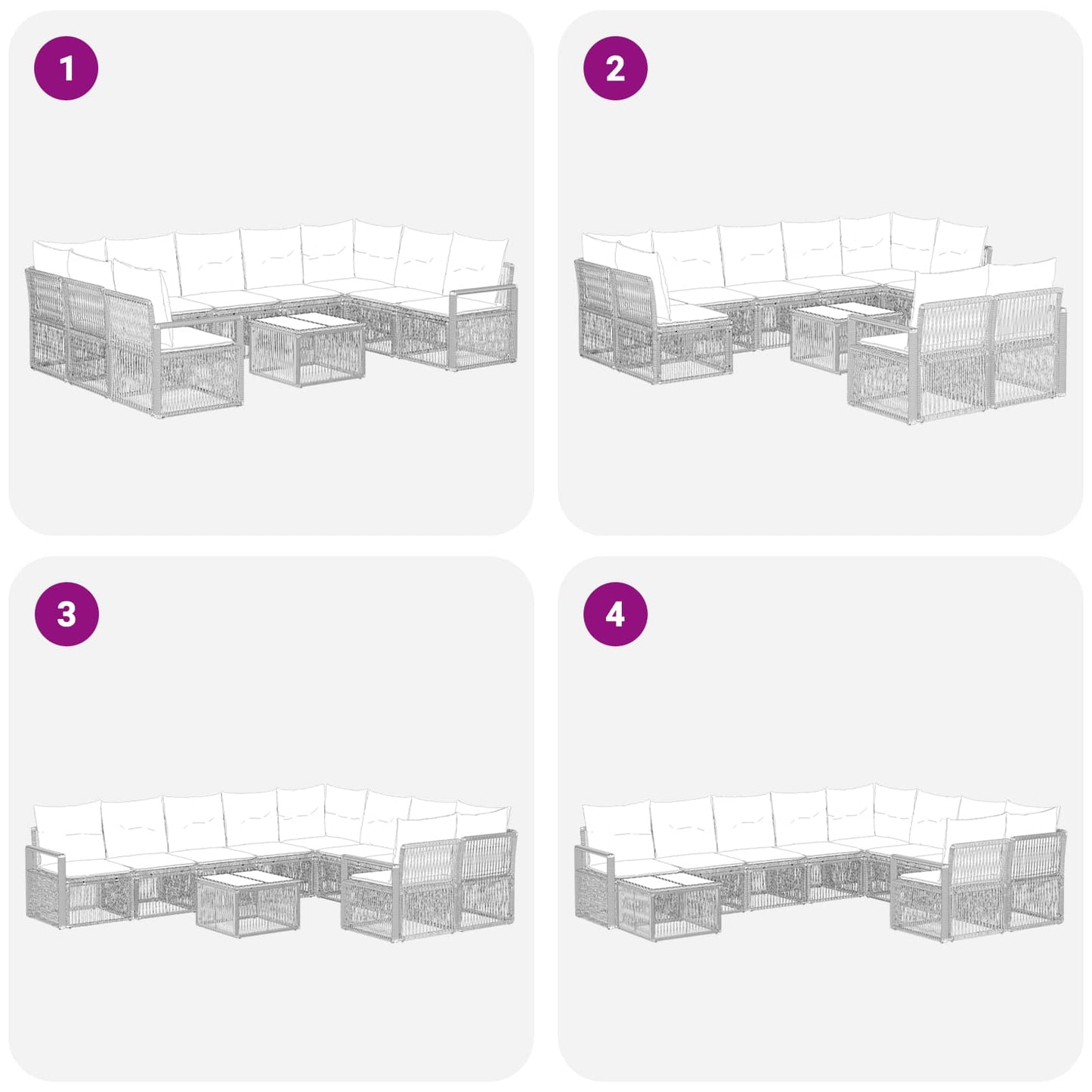 Set Divano da Giardino 10 pcs Grigio polyrattan | homemem39