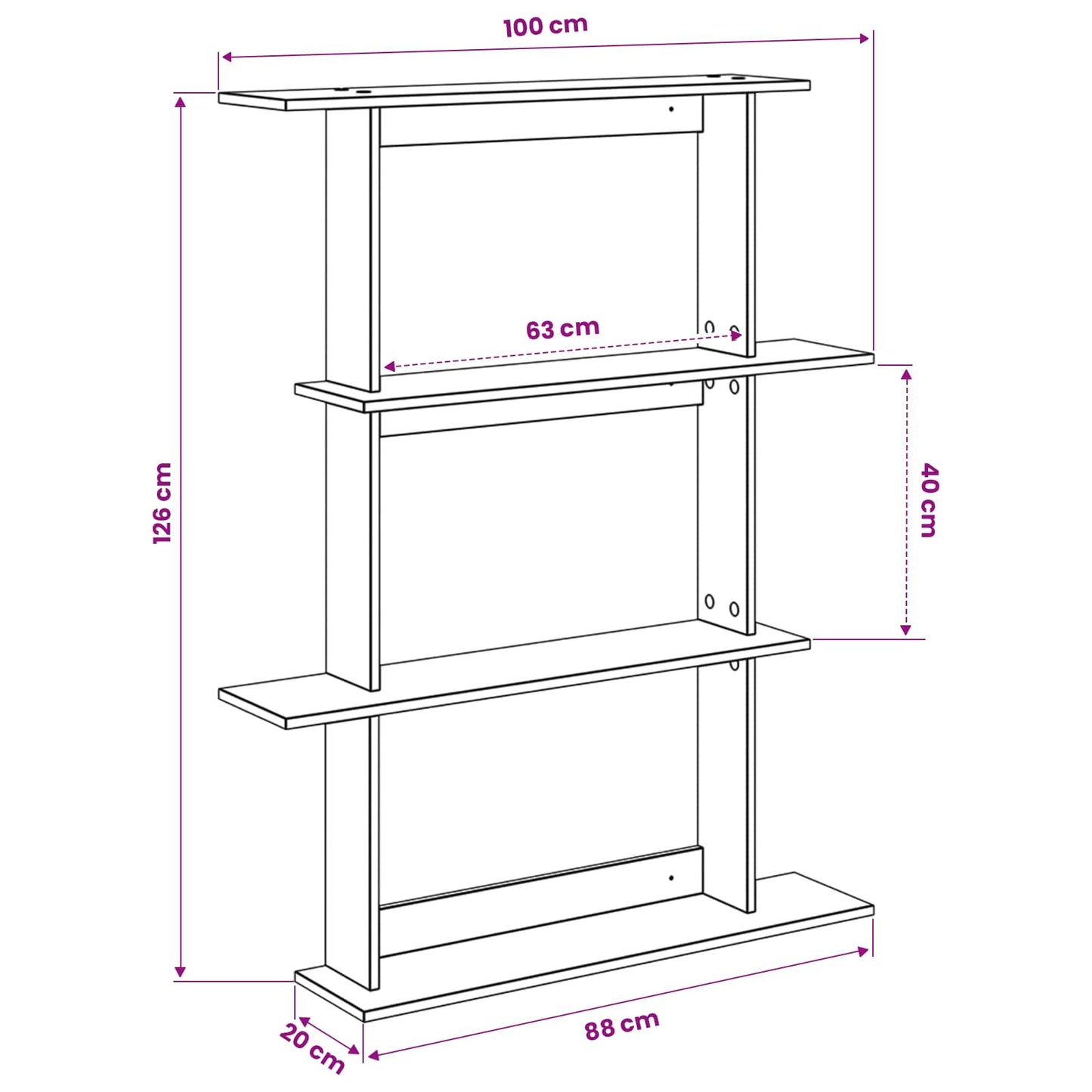 Scaffale da parete Rovere Fumo 100 x 20 x 126 cm | homemem39