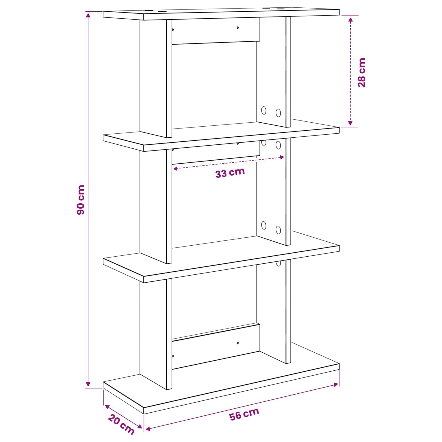 Scaffale da parete A parete Legno antico 56 x 20 x 90 cm | homemem39