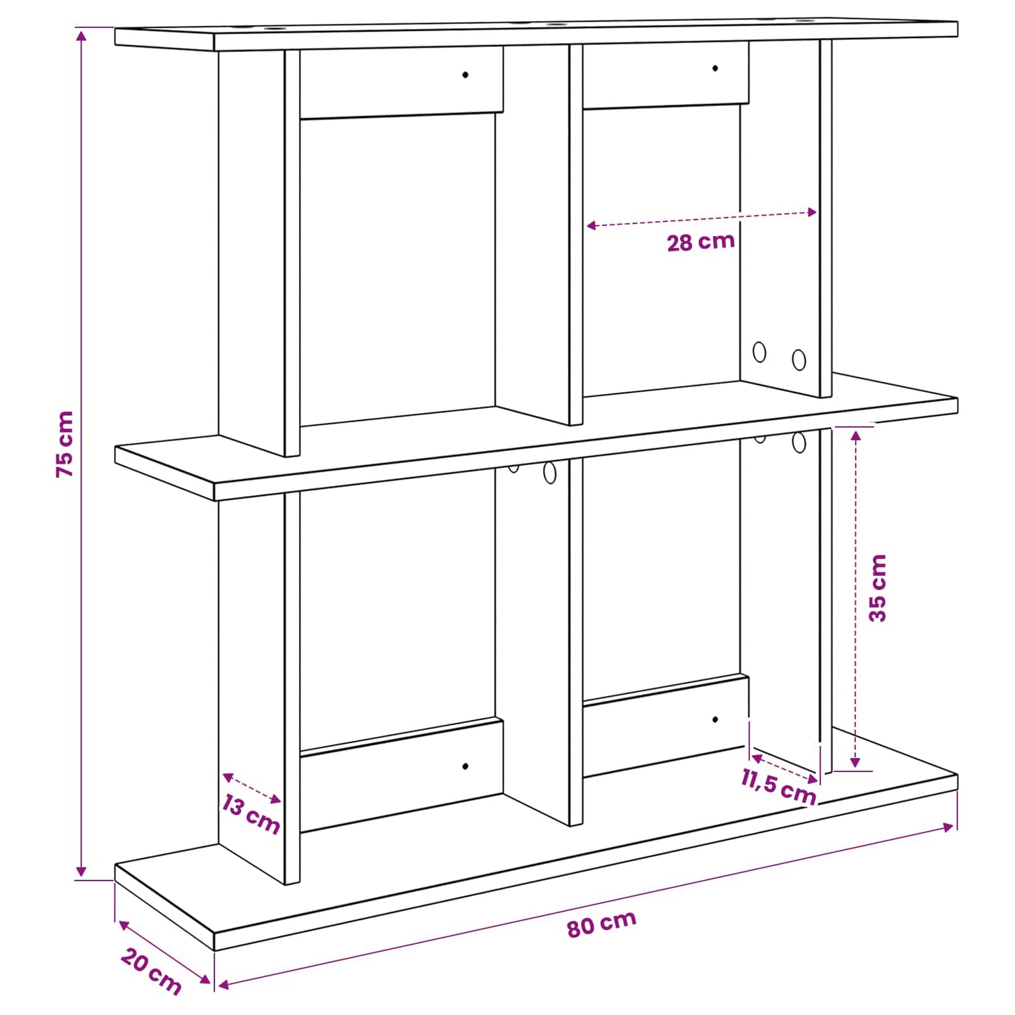 Scaffale da parete A parete Grigio Cemento 80 x 20 x 75 cm | homemem39