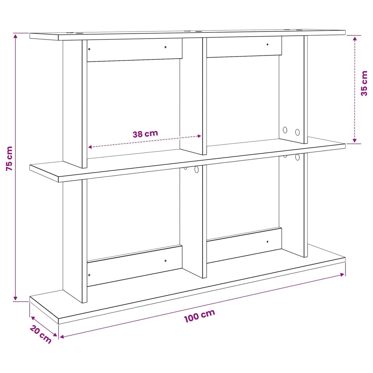 Scaffale da parete A parete Sonoma grigio 100 x 20 x 75 cm | homemem39