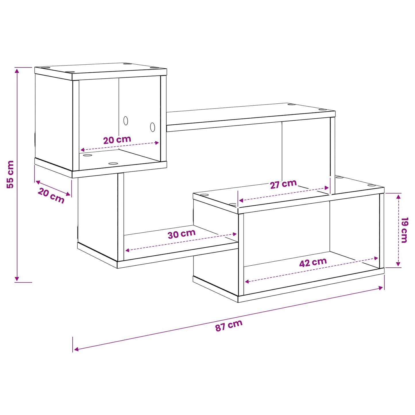 Mensola sospesa A parete Bianco 87 x 20 x 55 cm | homemem39