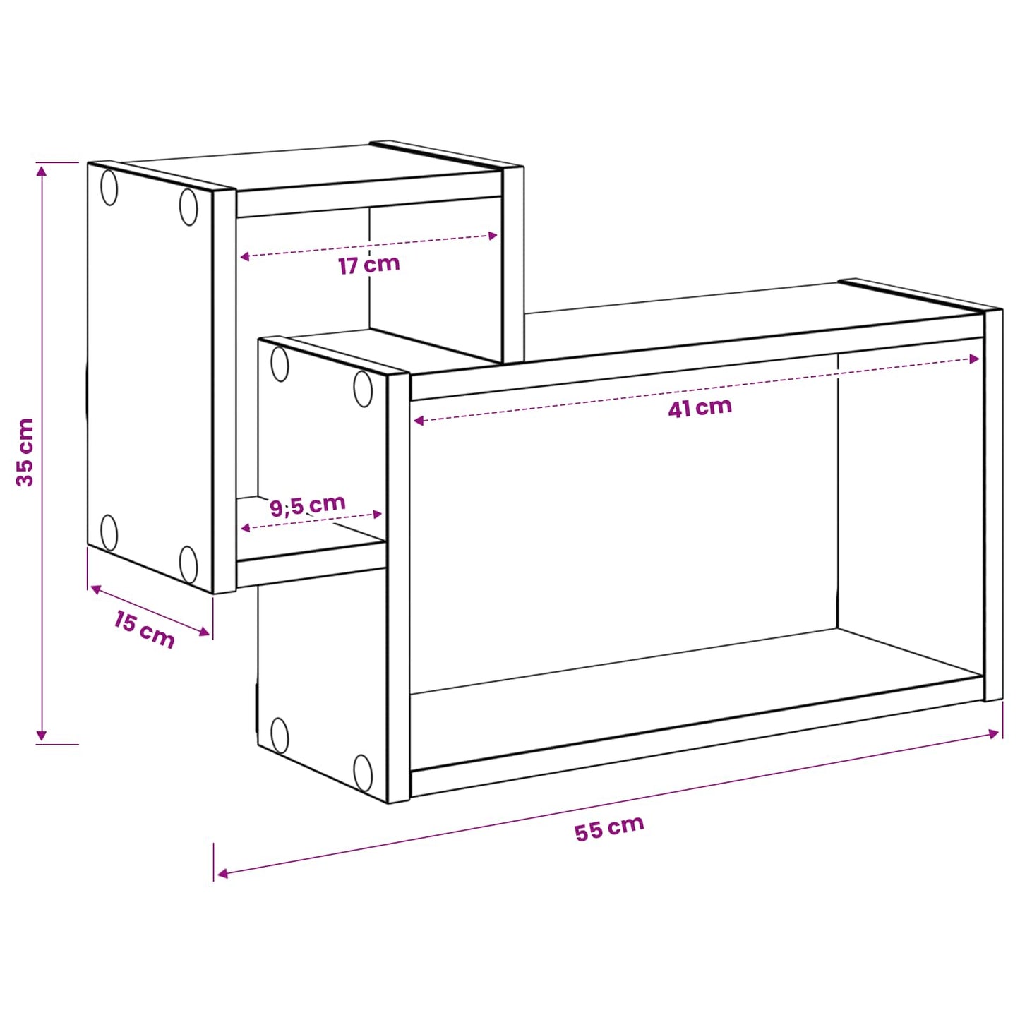 Scaffale da parete A parete Sonoma grigio 55 x 15 x 35 cm | homemem39