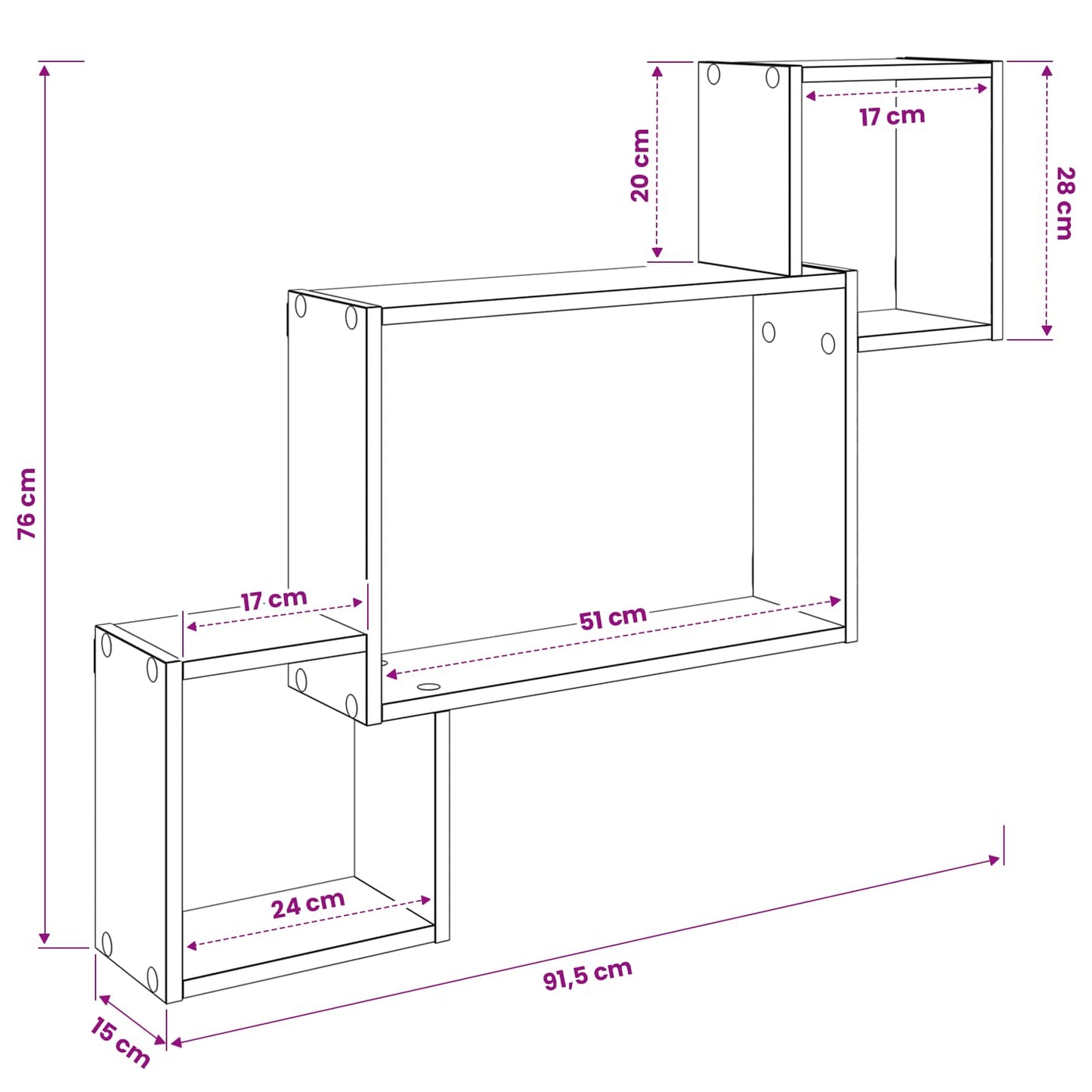 Scaffale da parete A parete Legno antico 91,5 x 15 x 76 cm | homemem39