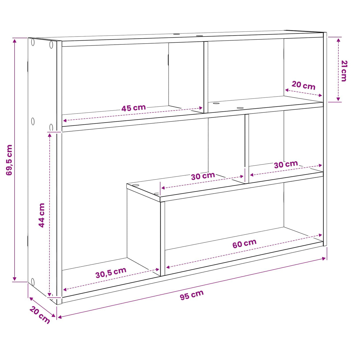 Scaffale da parete A parete Rovere Sonoma 95 x 20 x 69,5 cm | homemem39