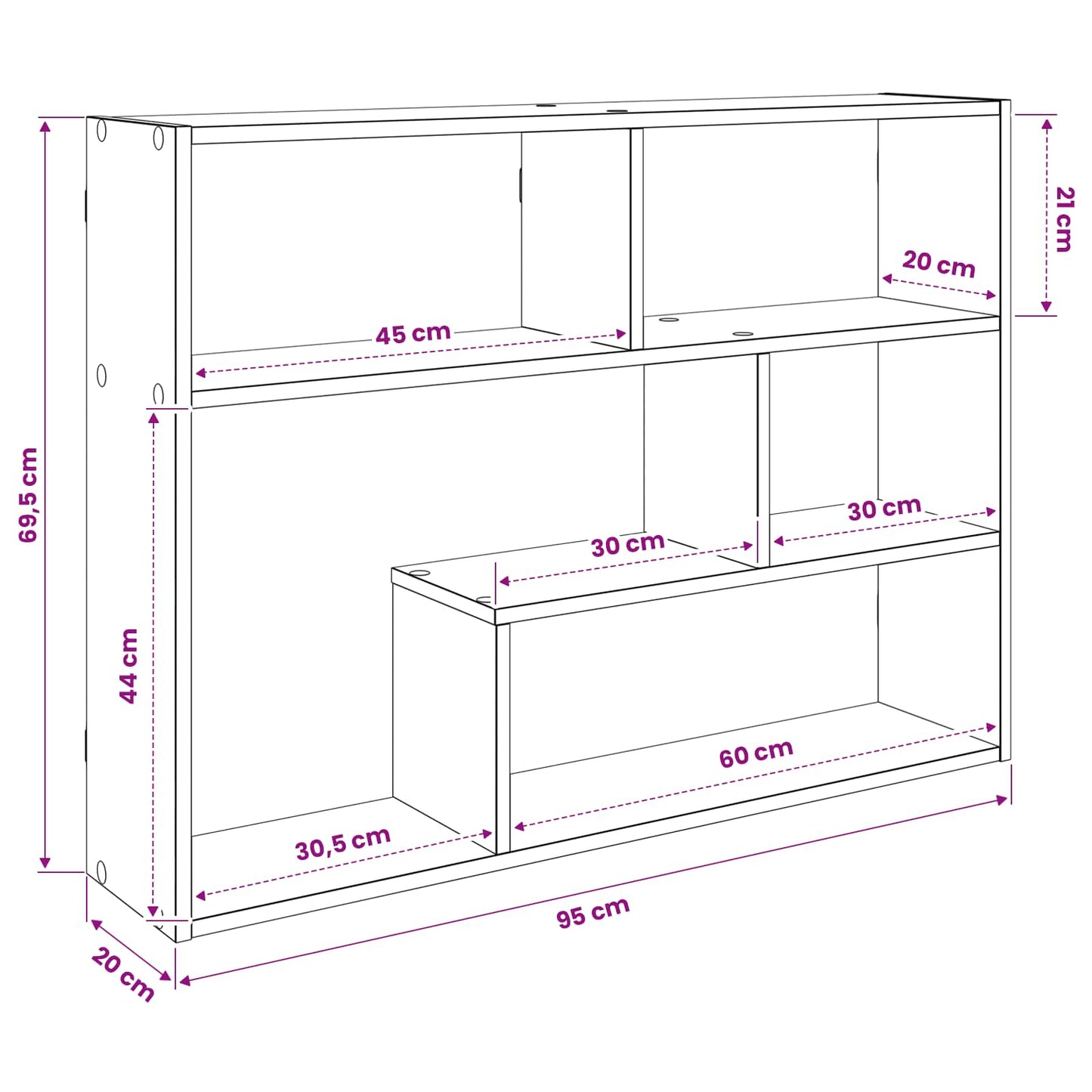 Scaffale da parete A parete Grigio Cemento 95 x 20 x 69,5 cm | homemem39