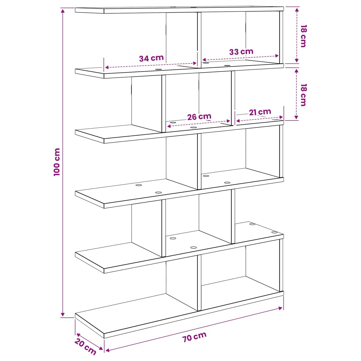 Scaffale da parete Rovere Artigianale 70 x 20 x 100 cm | homemem39