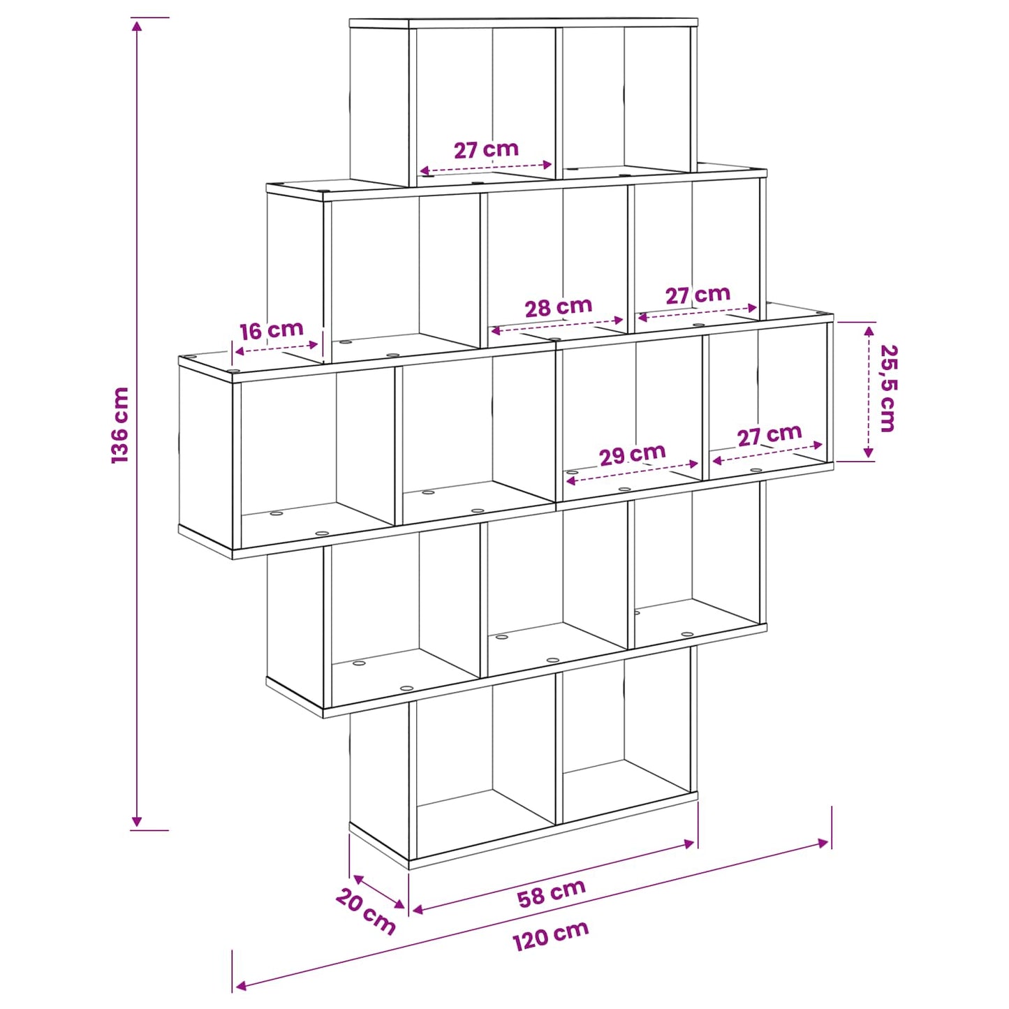 Scaffale da parete Legno antico 120 x 20 x 136 cm | homemem39