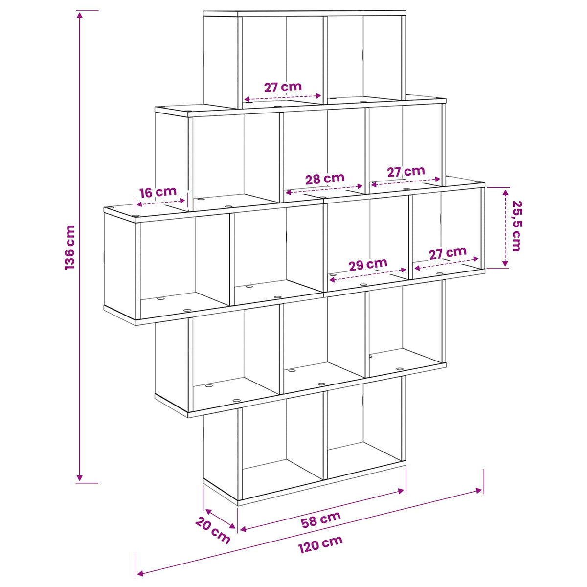 Scaffale da parete Rovere Artigianale 120 x 20 x 136 cm | homemem39