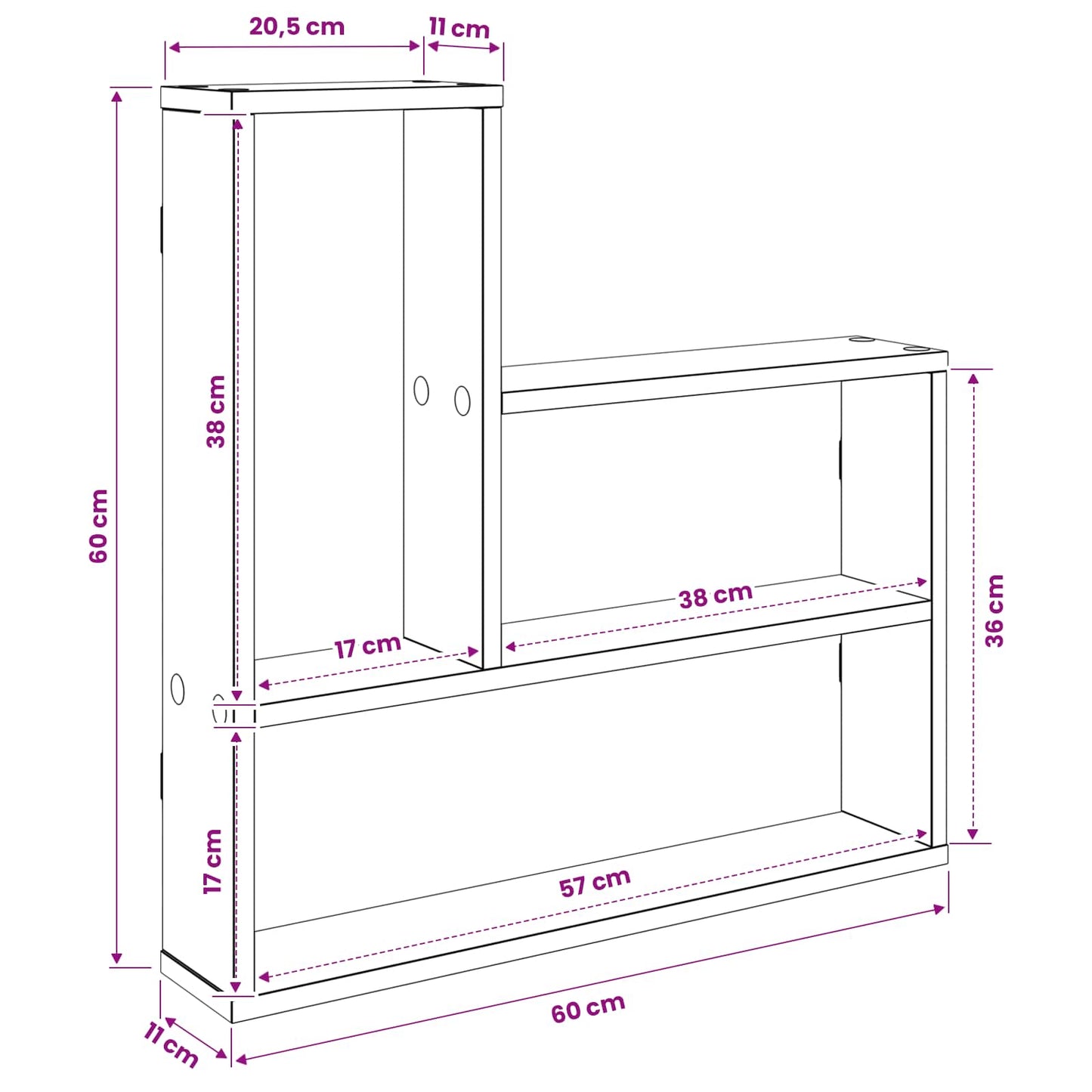 Scaffale da parete Rovere Fumo 60 x 11 x 60 cm | homemem39