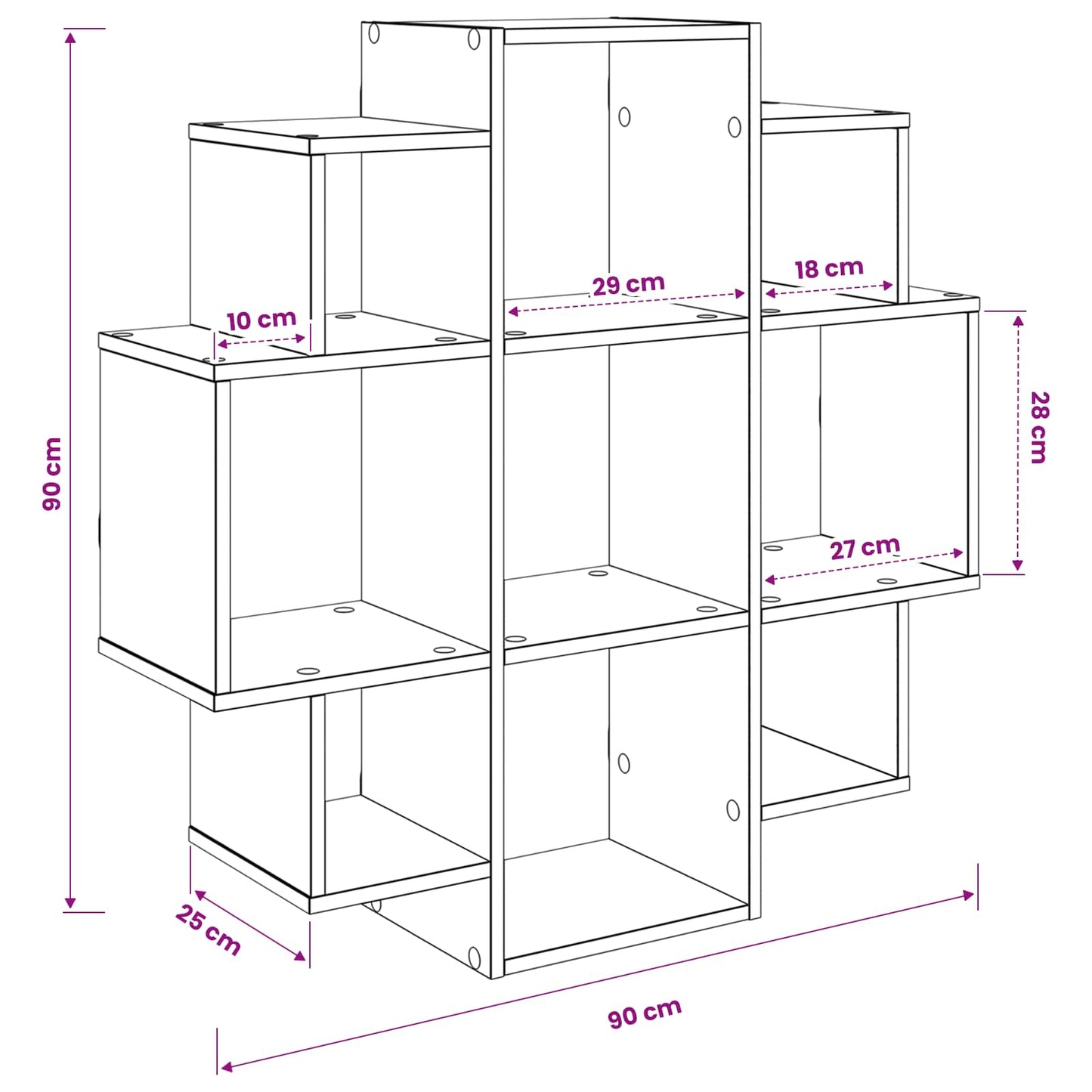 Scaffale da parete Grigio Cemento 90 x 25 x 90 cm | homemem39
