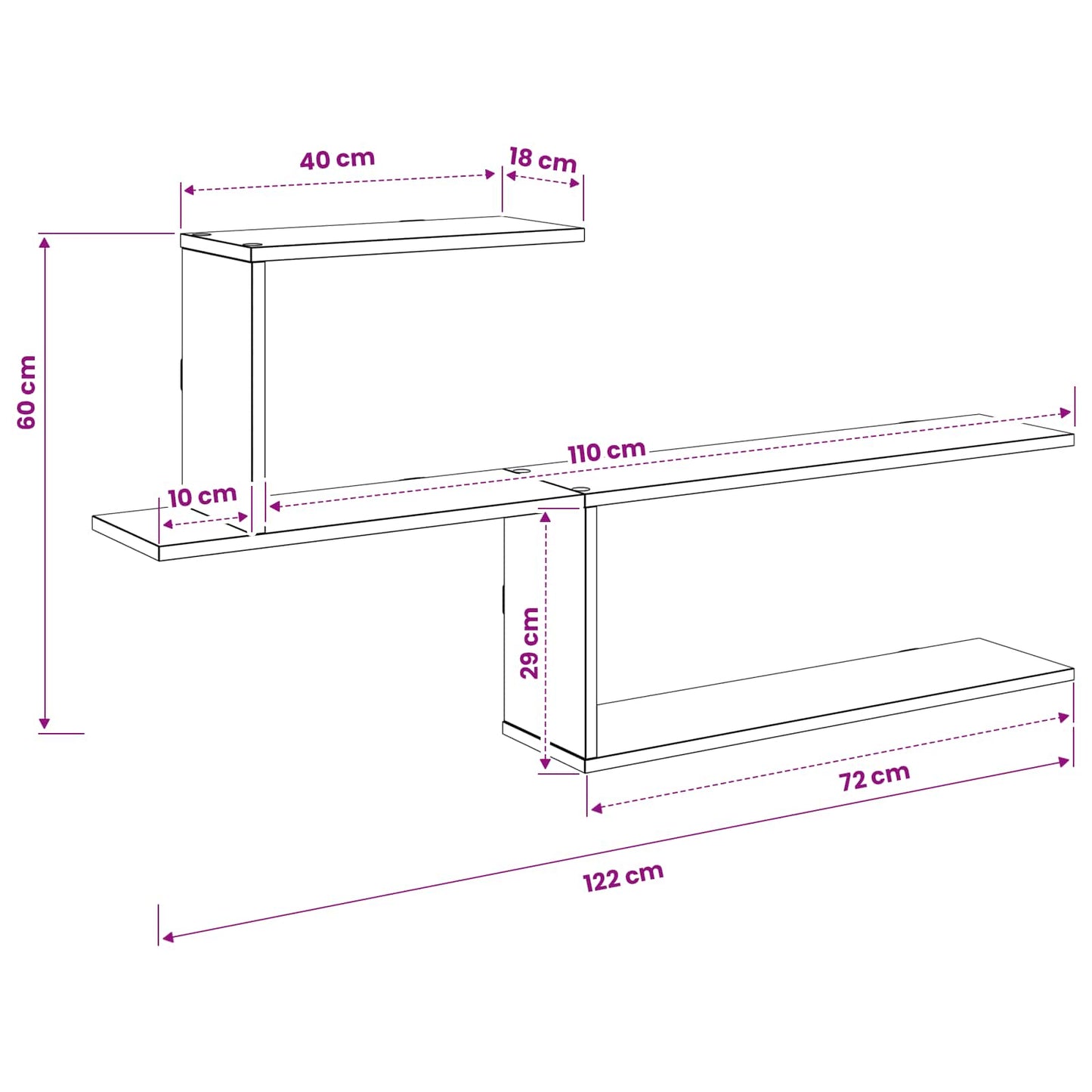 Scaffale da parete Rovere Sonoma 122 x 18 x 60 cm | homemem39