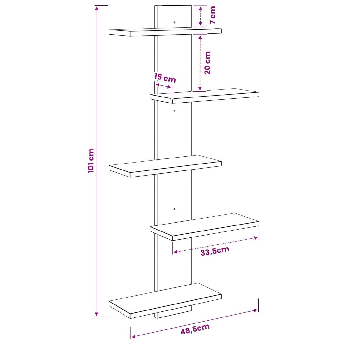 Mensola a muro flottante Rovere Artigianale 48,5 x 15 x 101 cm | homemem39