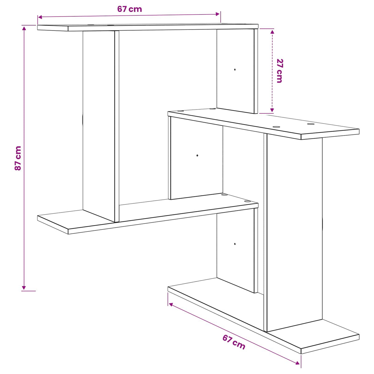 Scaffale da parete Rovere Sonoma 67 x 67 x 87 cm | homemem39