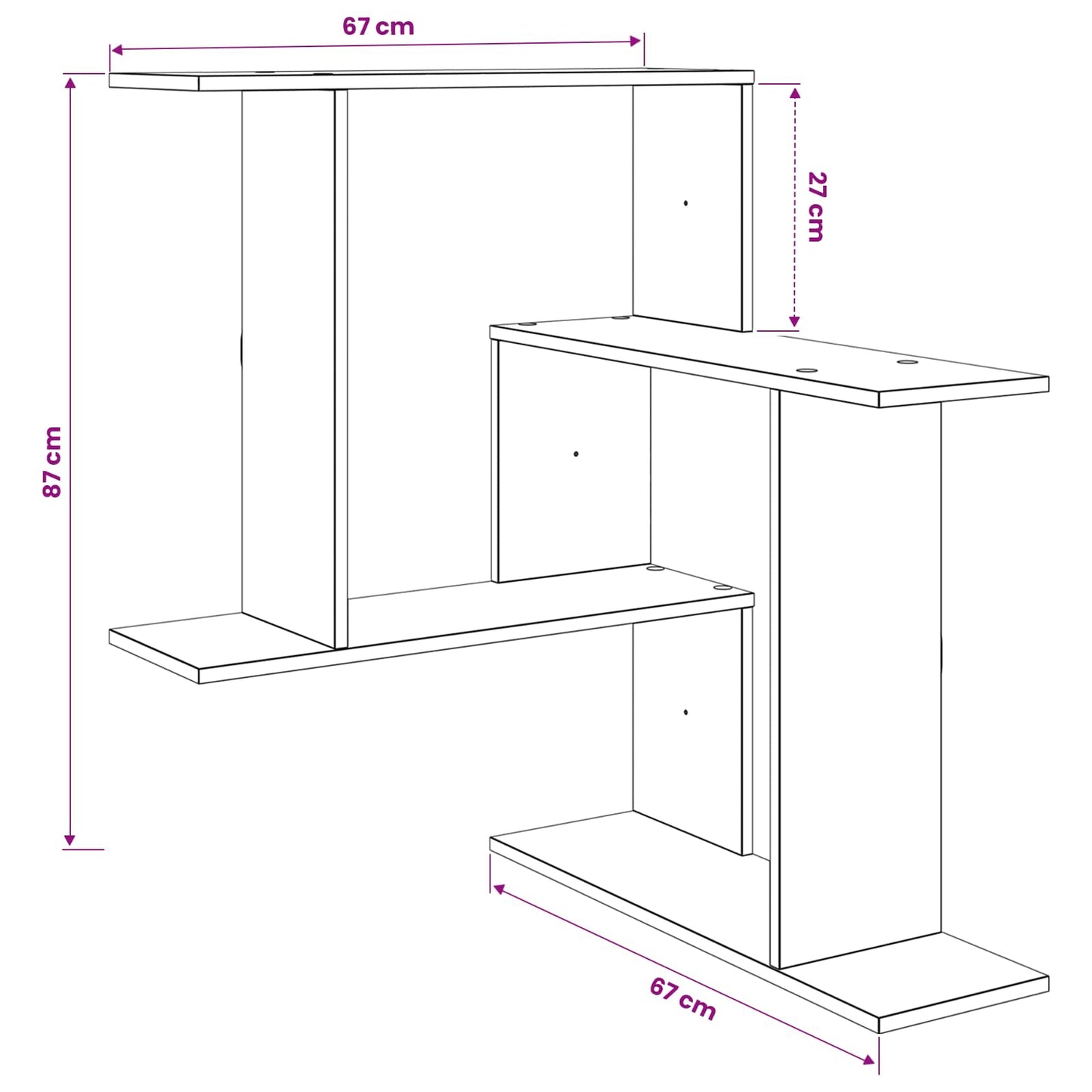 Scaffale da parete Rovere Fumo 67 x 67 x 87 cm | homemem39