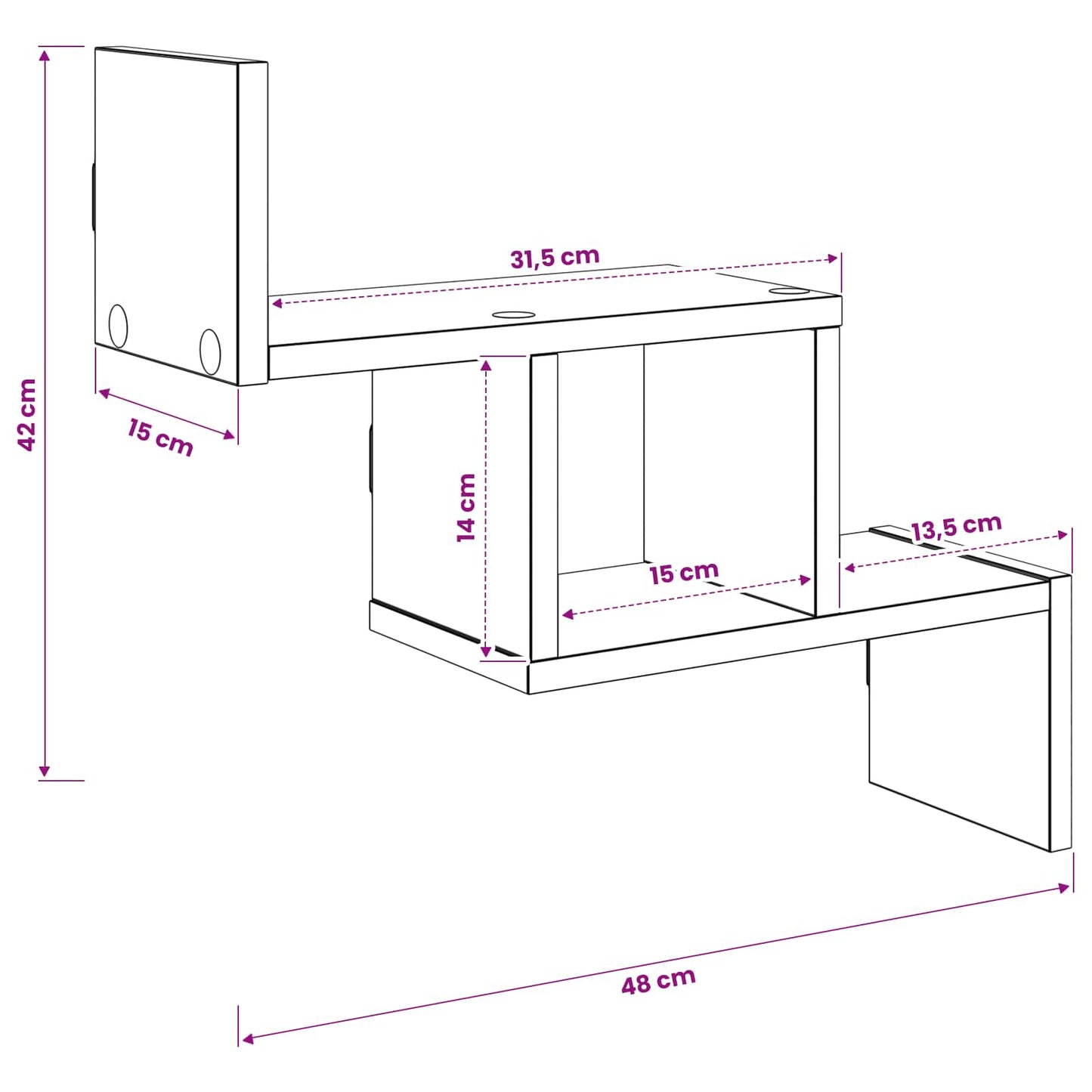 Scaffale da parete Sonoma grigio 48 x 15 x 42 cm | homemem39