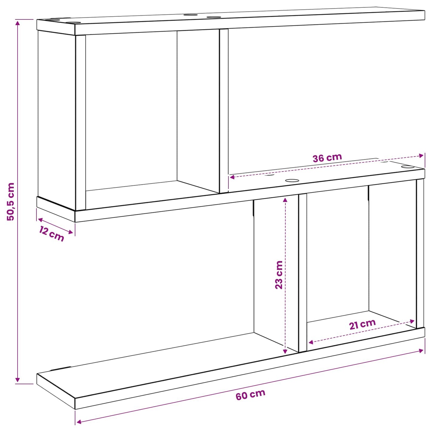 Scaffale da parete Bianco 60 x 12 x 50,5 cm | homemem39