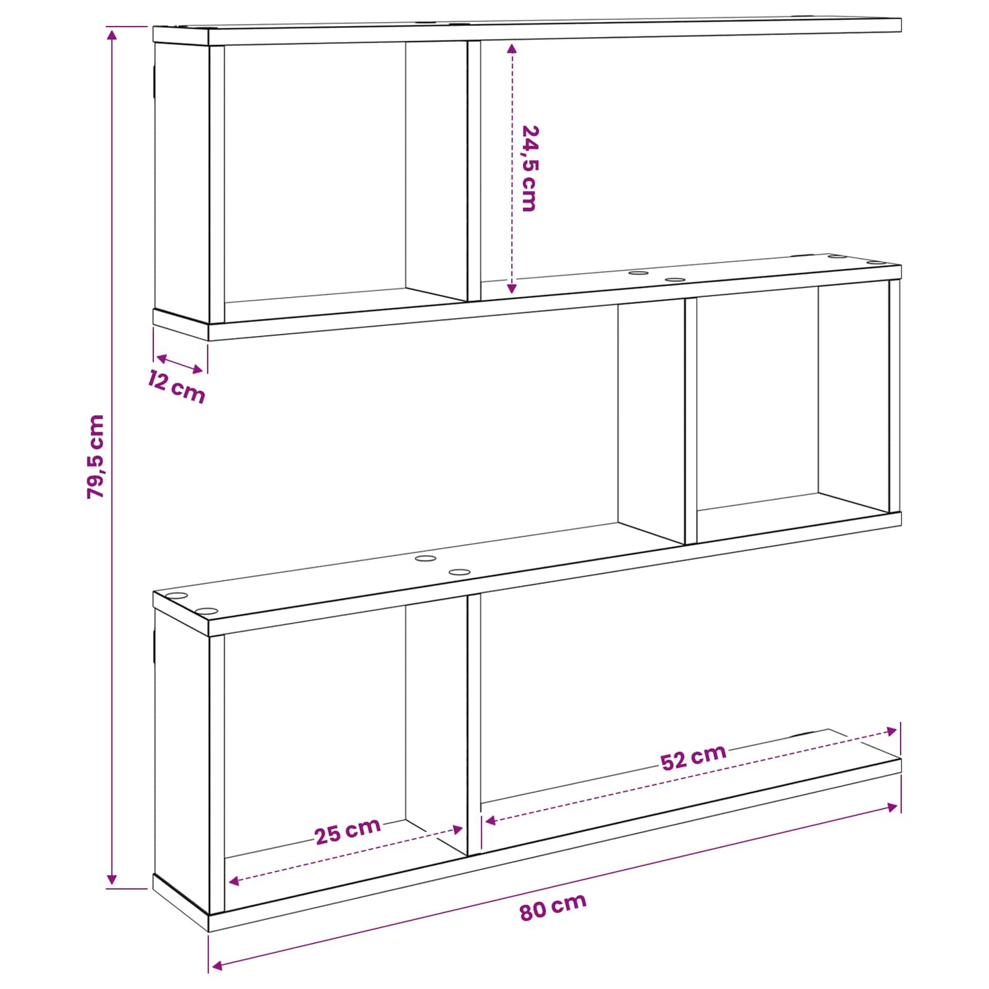 Scaffale da parete Rovere Sonoma 80 x 12 x 79,5 cm | homemem39