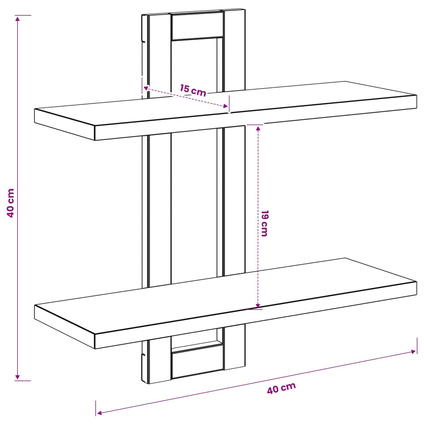 Scaffali flottanti Rovere Nero 40 x 15 x 40 cm | homemem39