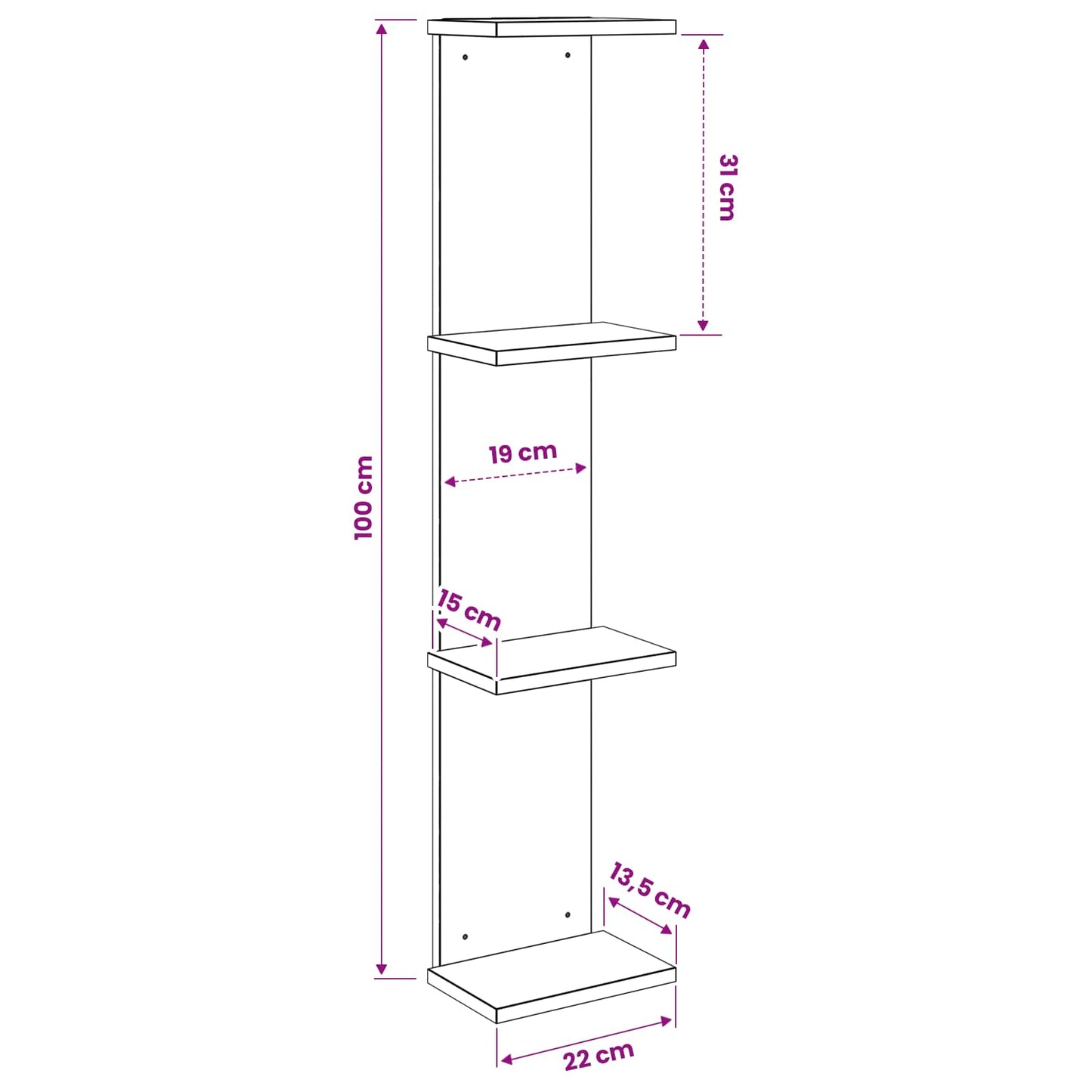 Scaffale da parete Rovere Sonoma 22 x 15 x 100 cm | homemem39