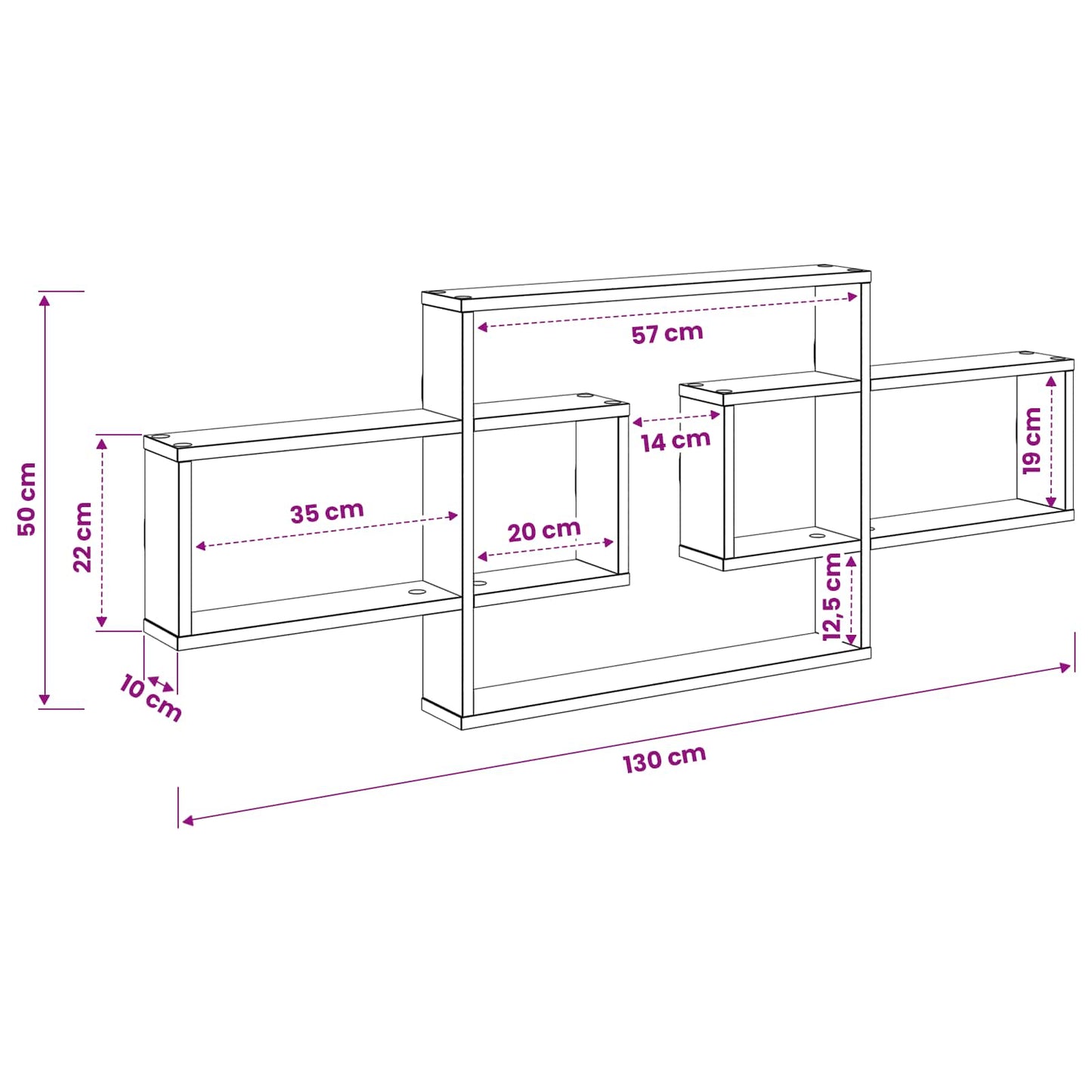 Scaffale da parete Bianco 130 x 10 x 50 cm Legno ingegnerizzato | homemem39