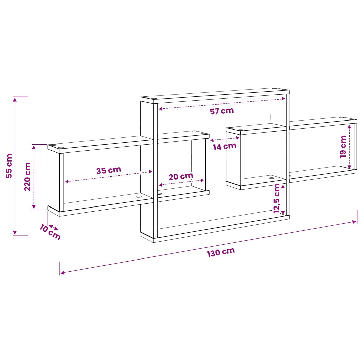 Scaffale da parete Rovere Artigianale 130 x 10 x 50 cm | homemem39
