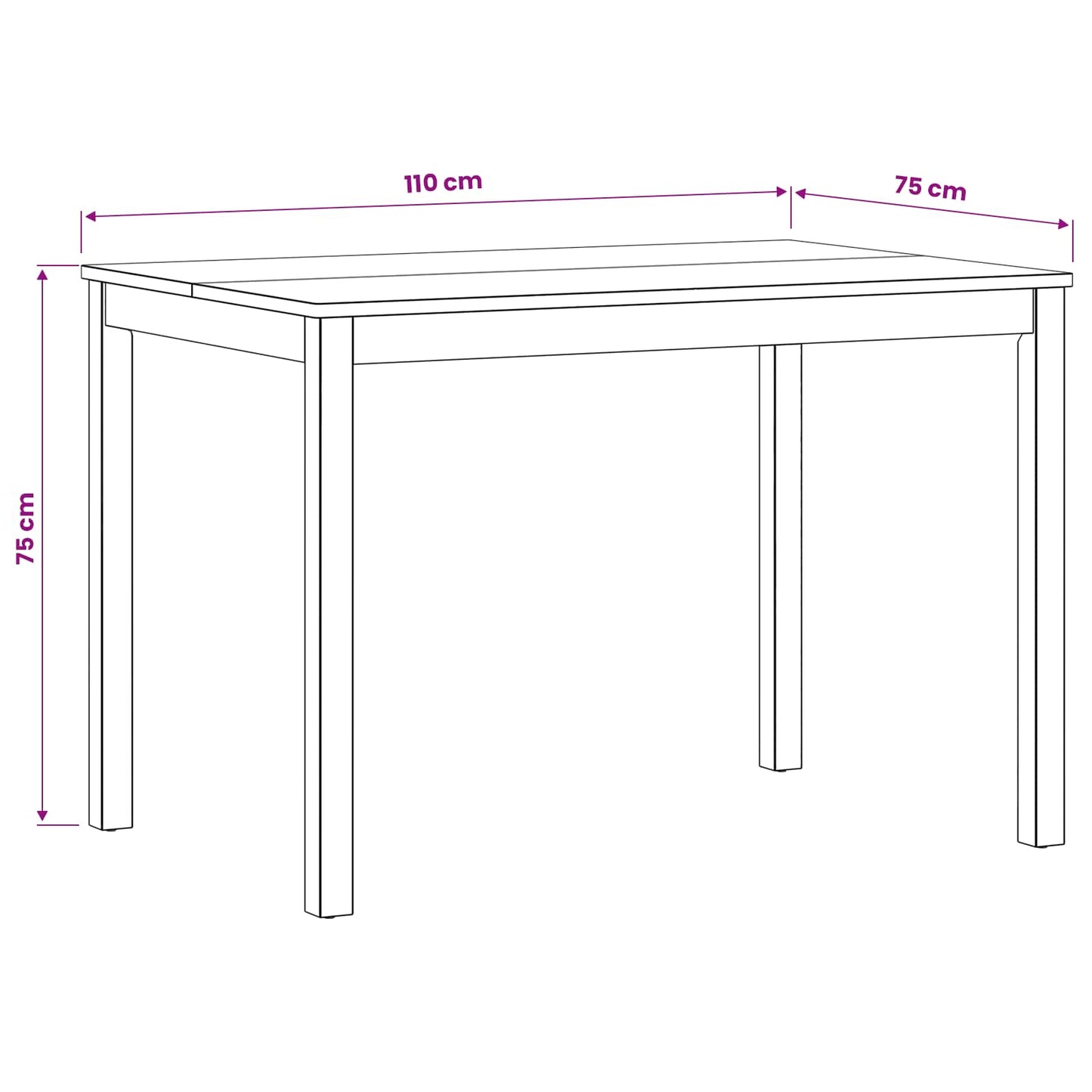 Tavolo da pranzo 110 x 75 x 75 cm Legno di Quercia Massello | homemem39