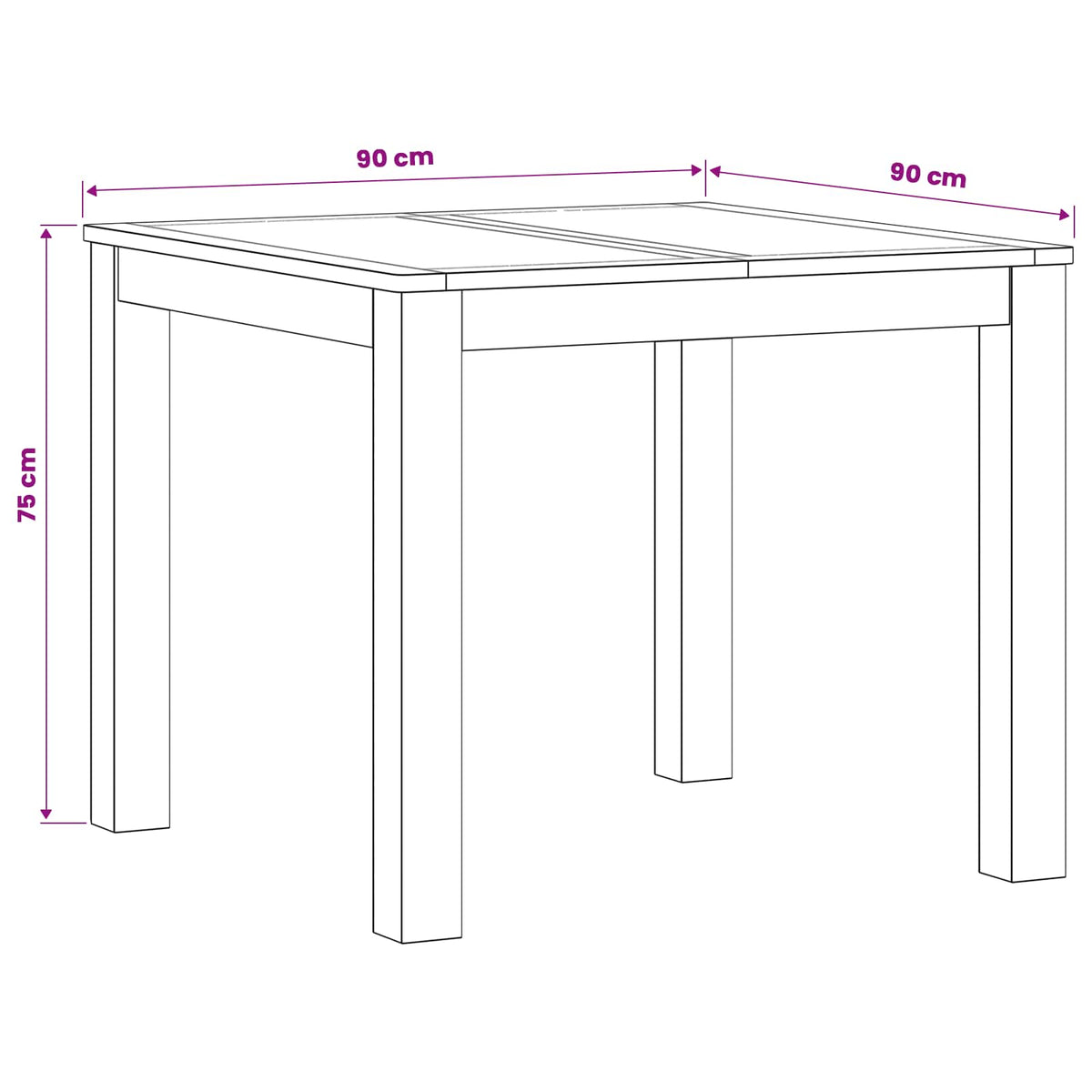 Tavolo da pranzo 90 x 90 x 75 cm Legno di Quercia Massello | homemem39