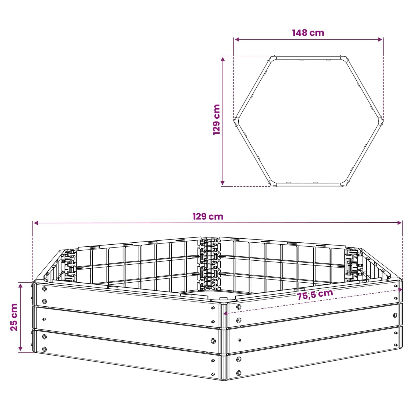 Letto Rialzato Nero 148 x 129 x 25 cm PP | homemem39