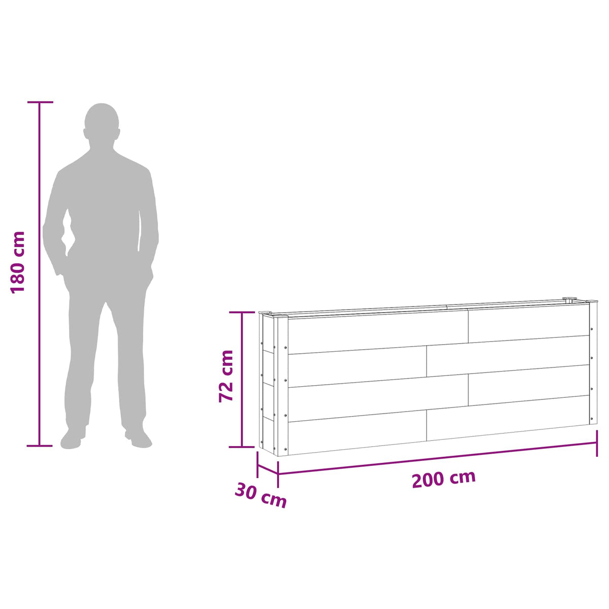 Letto rialzato da giardino Marrone 200 x 30 x 72 cm | homemem39