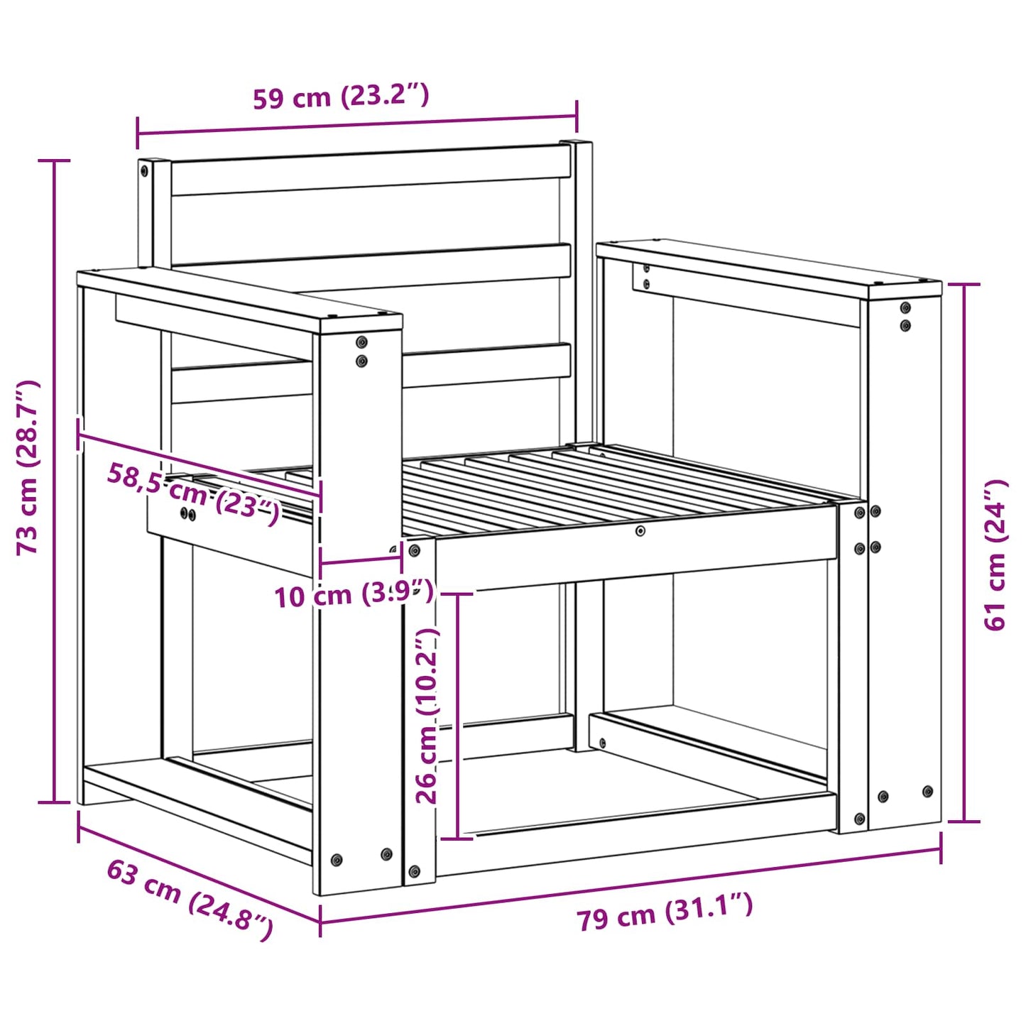 Set di divani da esterno Legno di Acacia Massello Bianco | homemem39