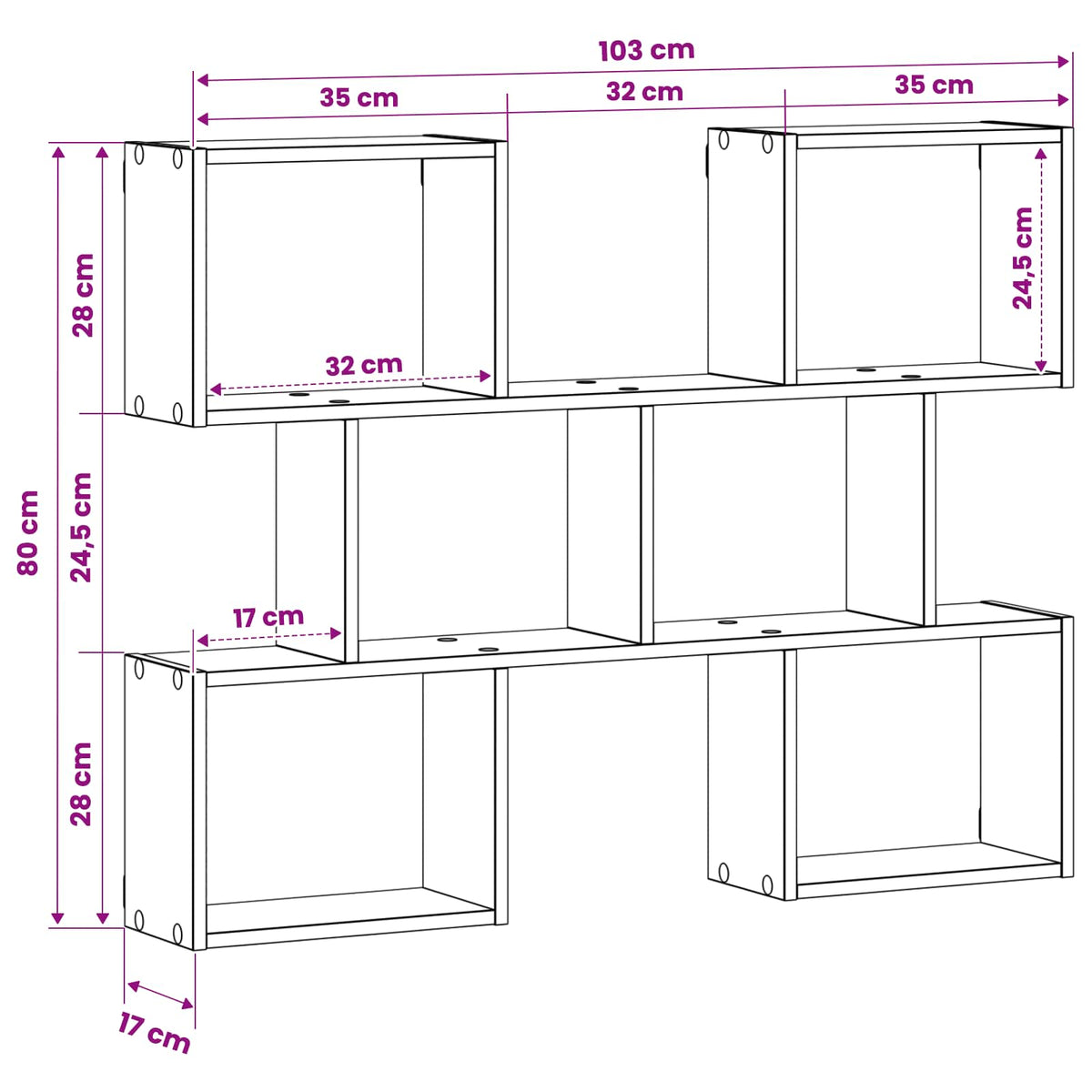 Scaffale da parete Grigio Cemento 103 x 17 x 80 cm