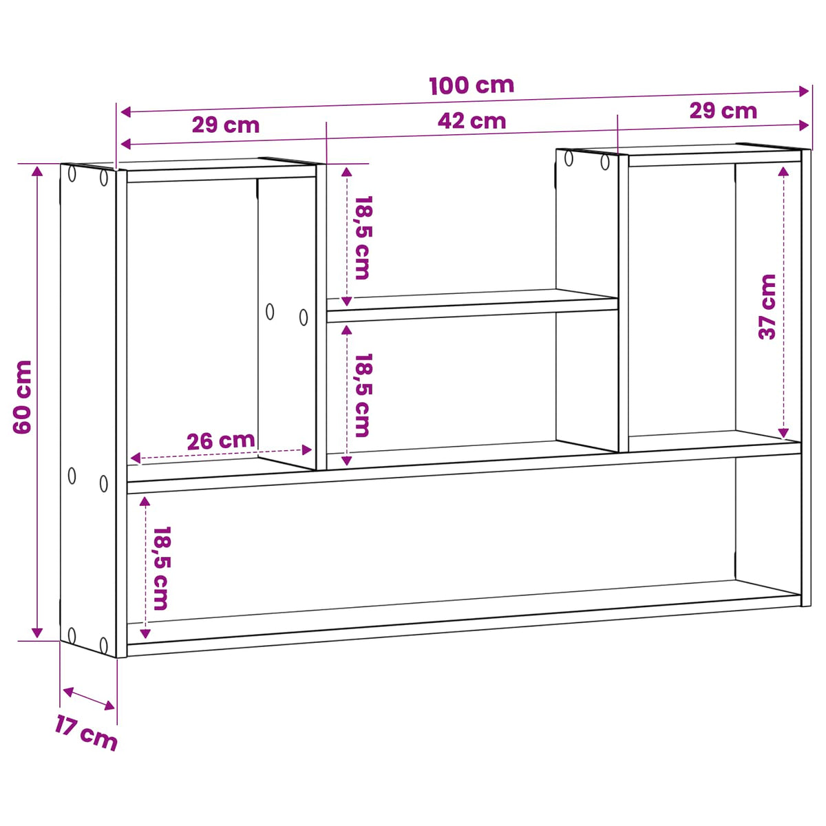 Scaffale da parete Rovere Artigianale 100 x 17 x 60 cm | homemem39