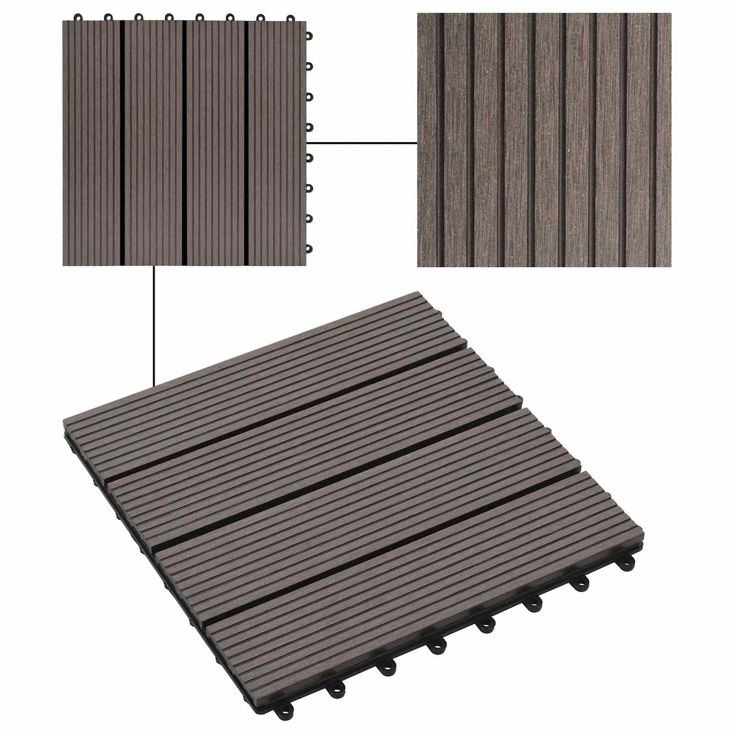 Piastrella per Decking 22 pcs Marrone Scuro 30 x 30 cm WPC | homemem39